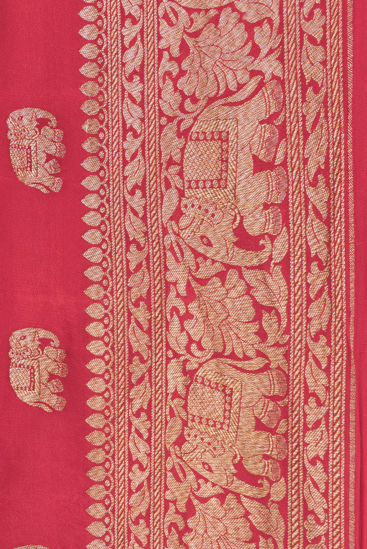 Border image of Red Dual Tone Banarasi Georgette Saree with Zari Butta on the body and Zari Border. 