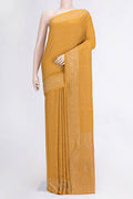 Mustard Dual Tone Banarasi Georgette Saree with Zari Brocade on the body and Zari Border.  displayed on a mannequin