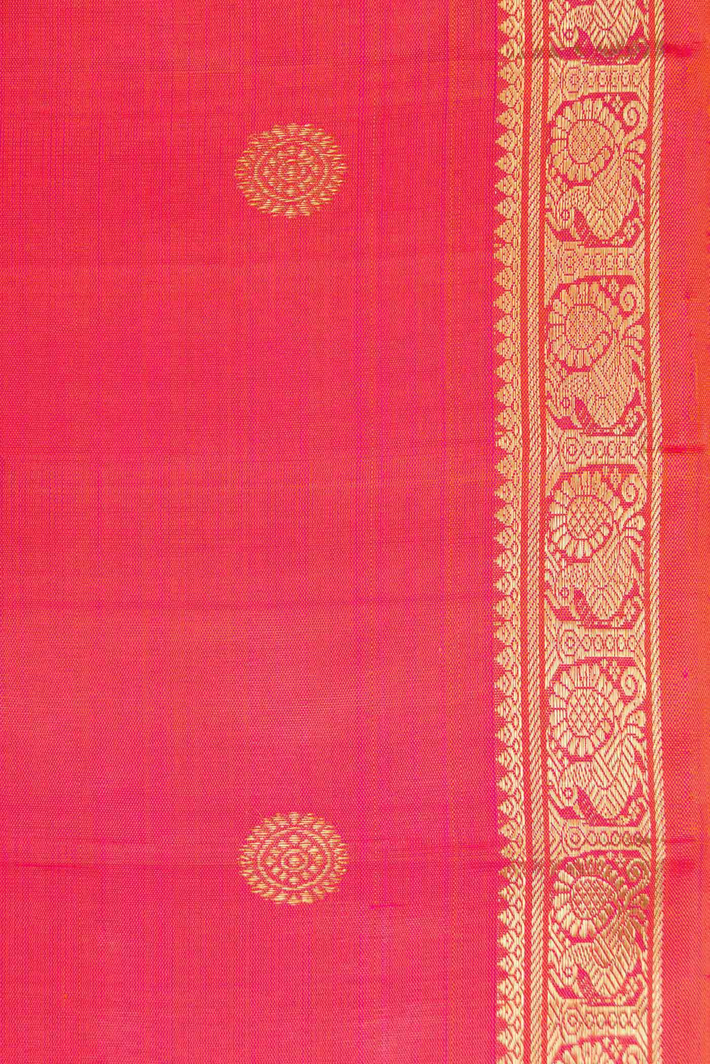 Border image of Coral Dual Tone Kanchipuram Silk Saree with Zari Butta on the body and Zari Border. 