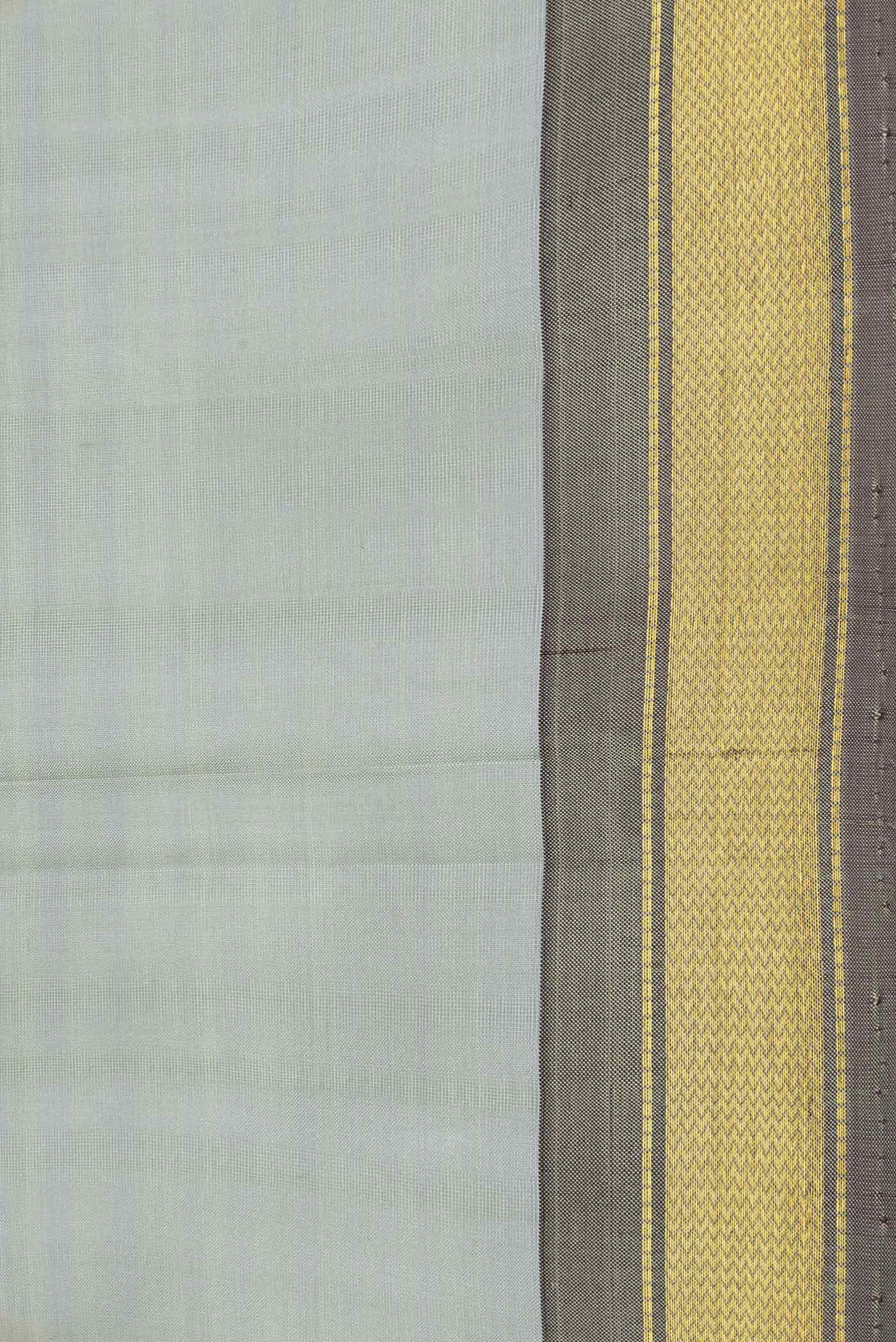 Border image of Grey Dual Tone Kanchipuram Saree with Plain Body and Zari Border. 