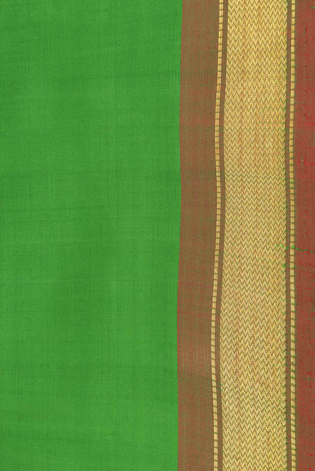 Border image of Parrot Green Dual Tone Kanchipuram Saree with Plain Body and Zari Border. 