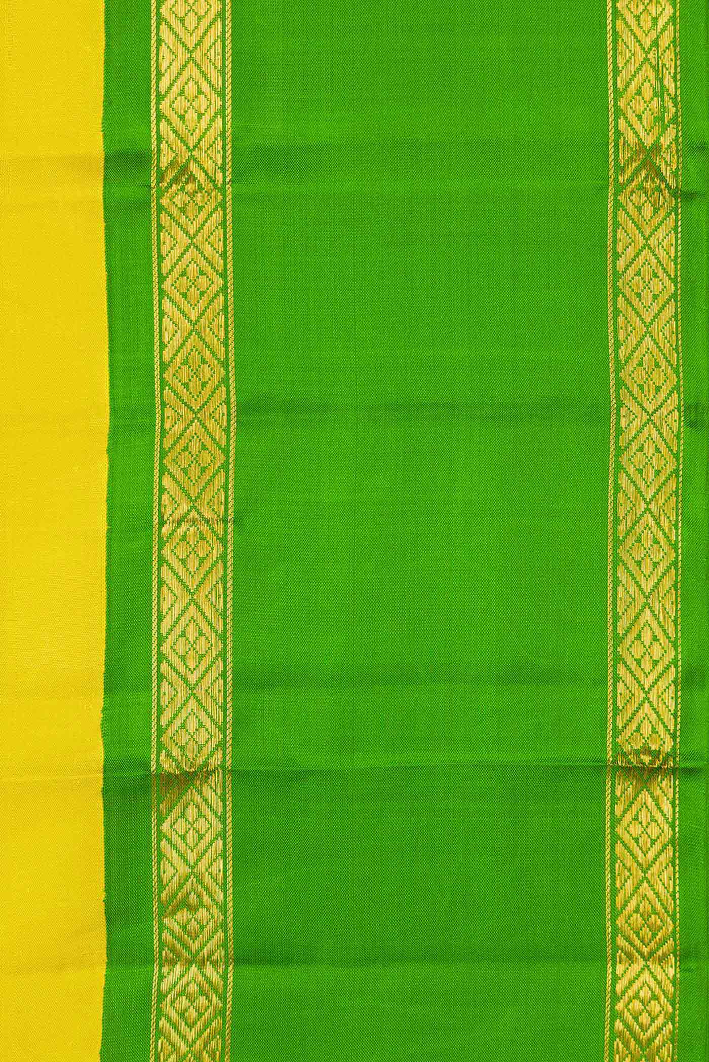 Border image of Yellow Dual Tone Kanchipuram Silk Saree with Stripes on the body and Zari Border