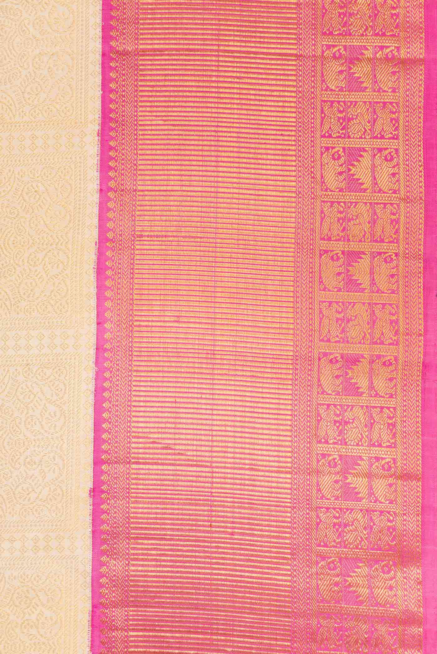 Border image of Off White Dual Tone Kanchipuram Silk Saree with Zari Brocade on the body and Zari Border. 