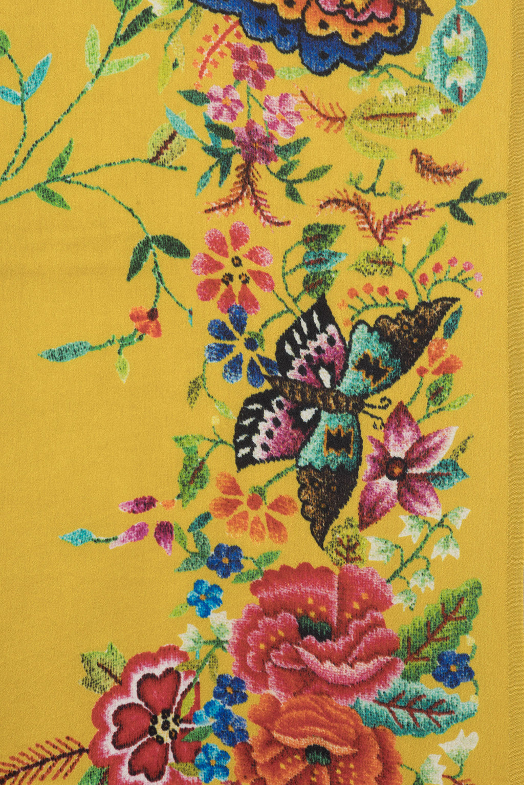Border image of Yellow Dual Tone Crepe Saree with Printed design on the body and Printed Border. 