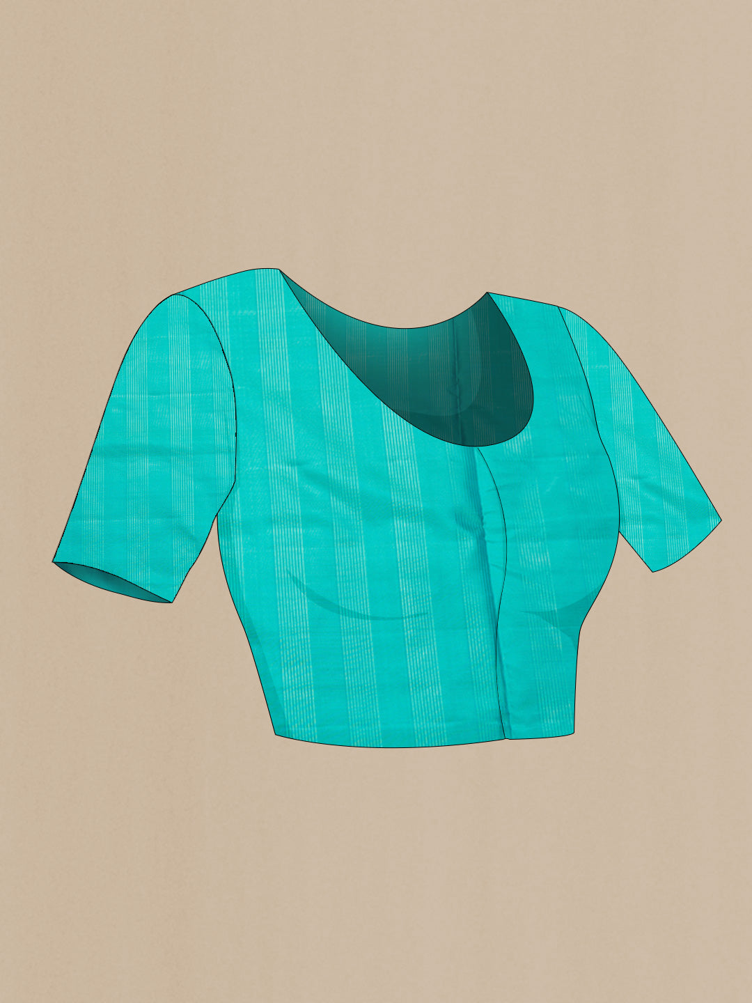 Close up image of the blouse of Pista Green Dual Tone Soft Silk Saree with Zari Butta on the body and Plain Border. 