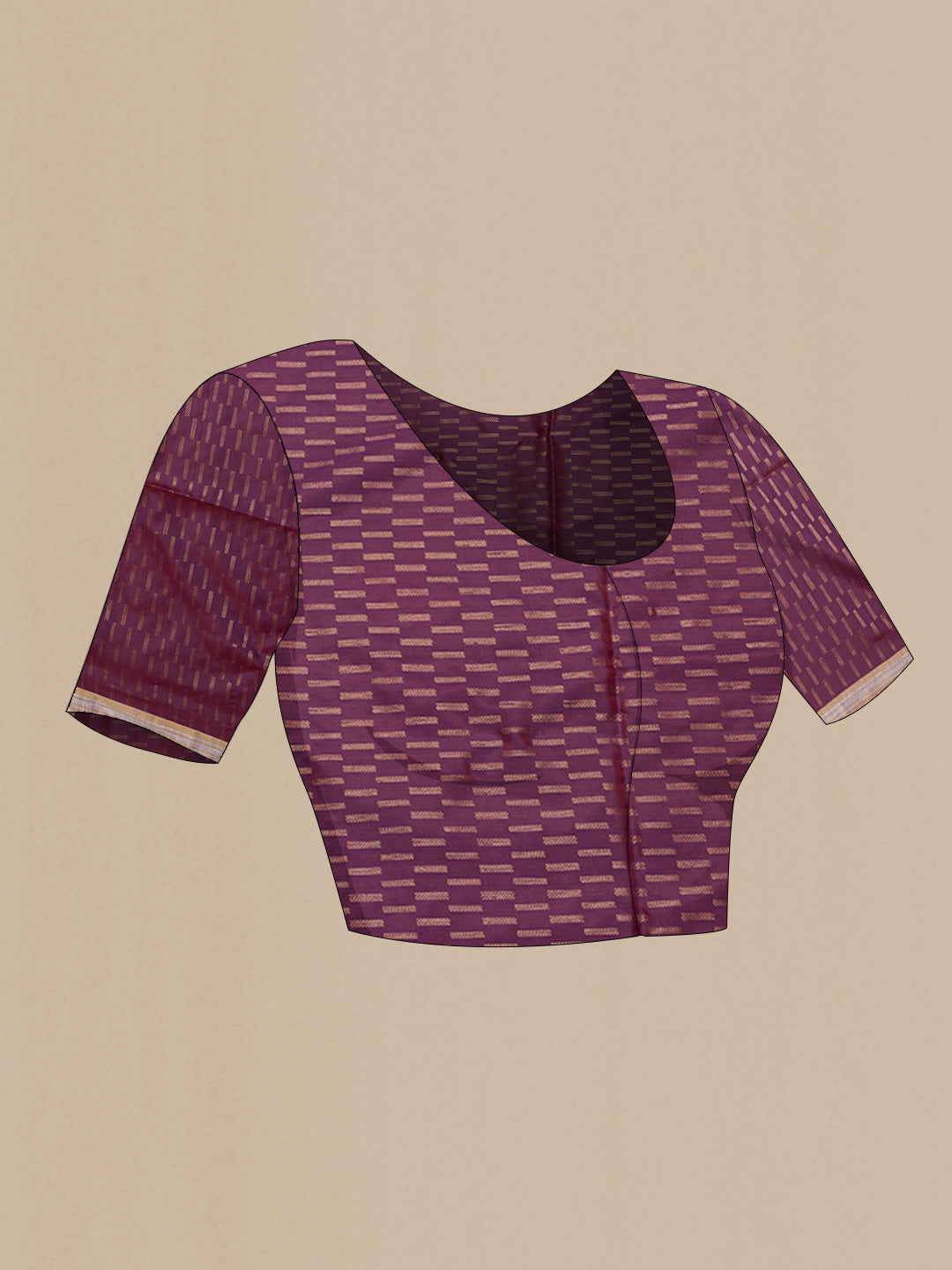 Close up image of the blouse of Pink Dual Tone Soft Silk Saree with Zari Butta on the body and Zari Border. 