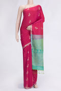 Pink Dual Tone Soft Silk Saree with Zari Butta on the body and Zari Border.  displayed on a mannequin