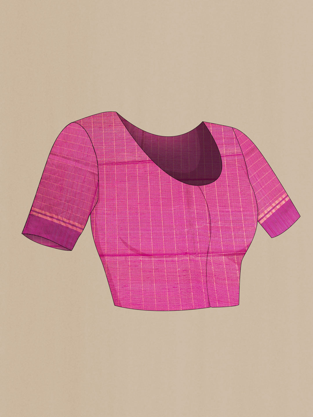 Close up image of the blouse of Green Dual Tone Tussar Saree with Checked design on the body and Fancy Border
