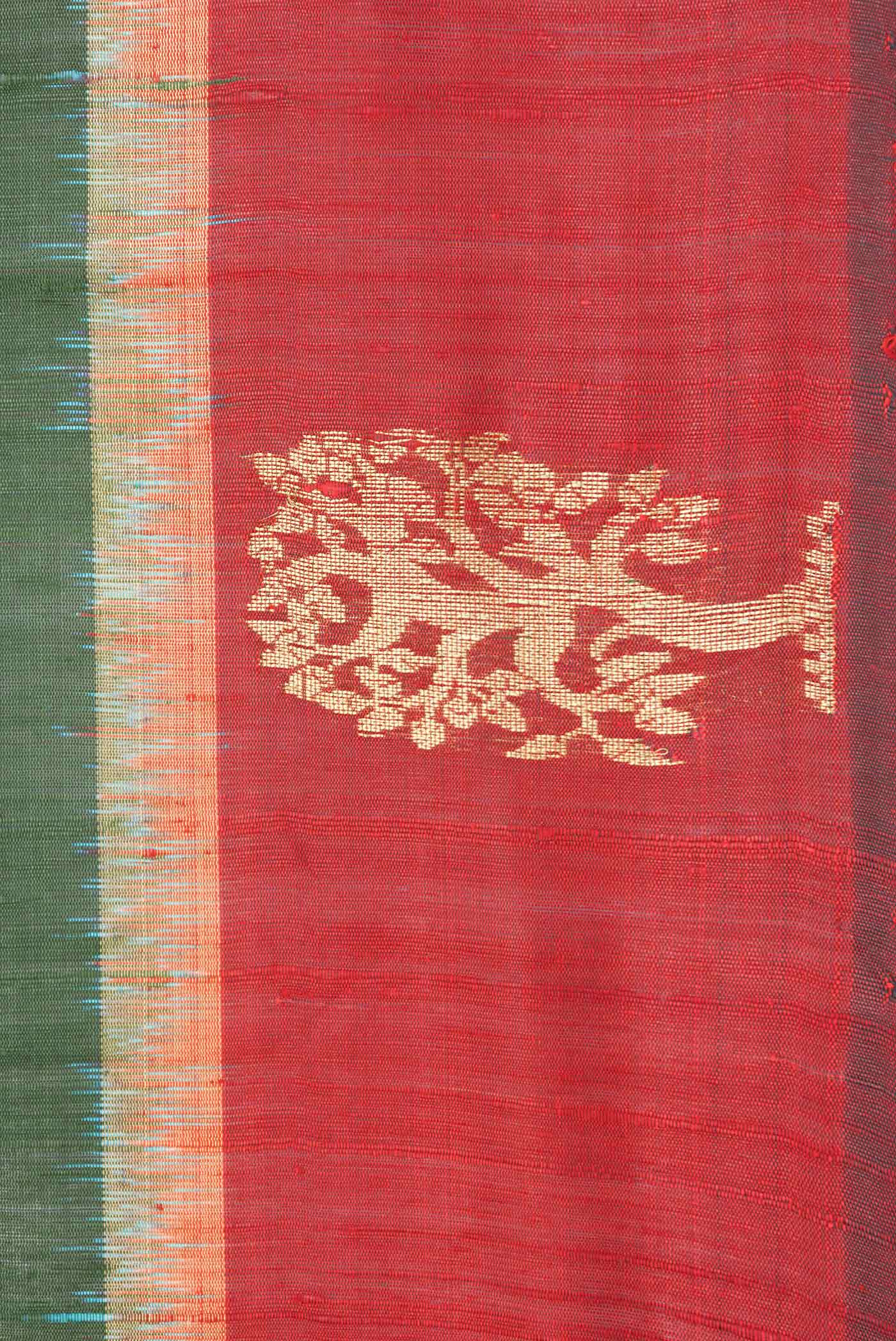 Border image of Green Dual Tone Tussar Saree with Plain Body and Zari Border