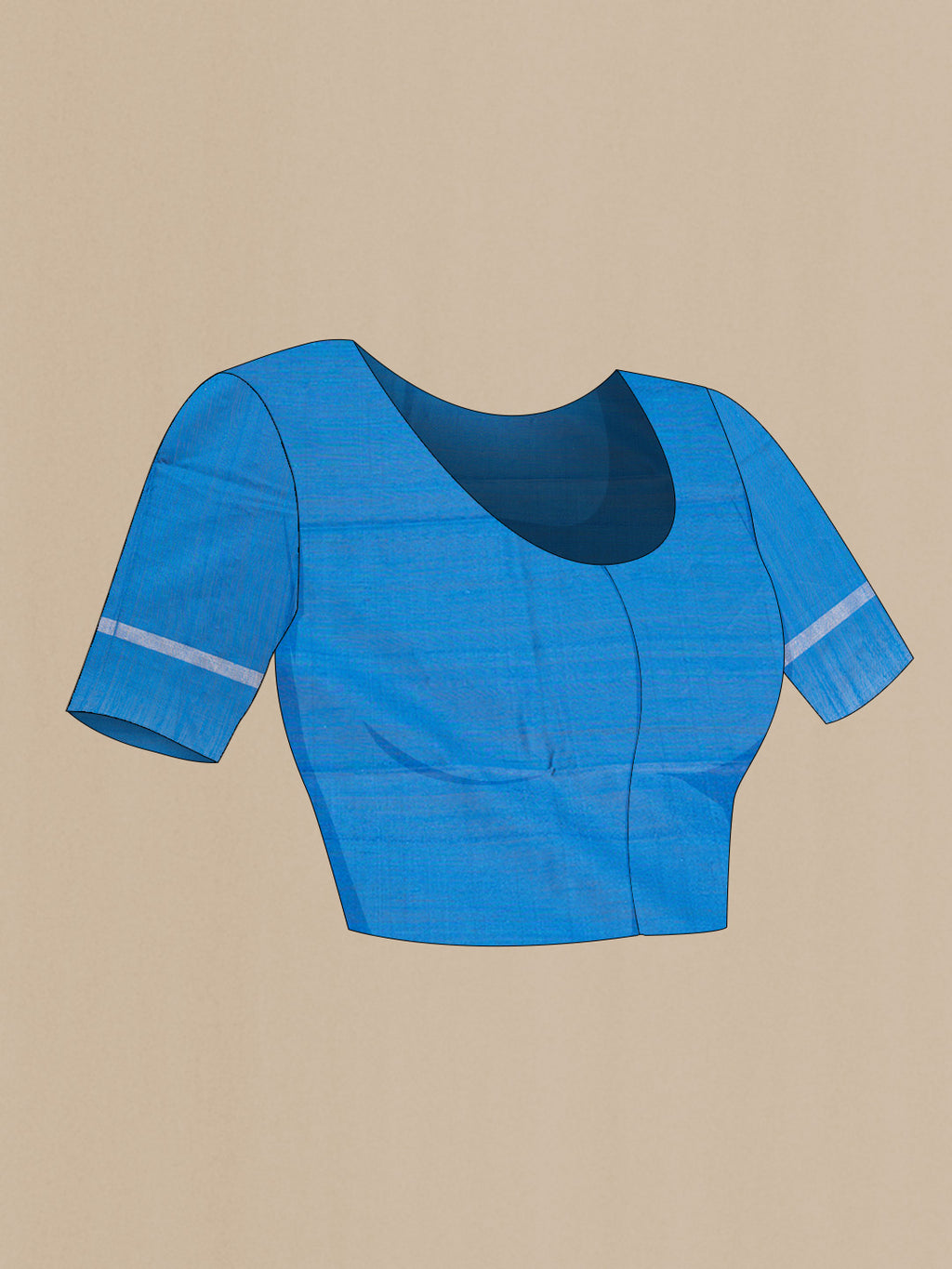 Close up image of the blouse of Peacock Blue Dual Tone Tussar Saree with Zari Butta on the body and Fancy Border