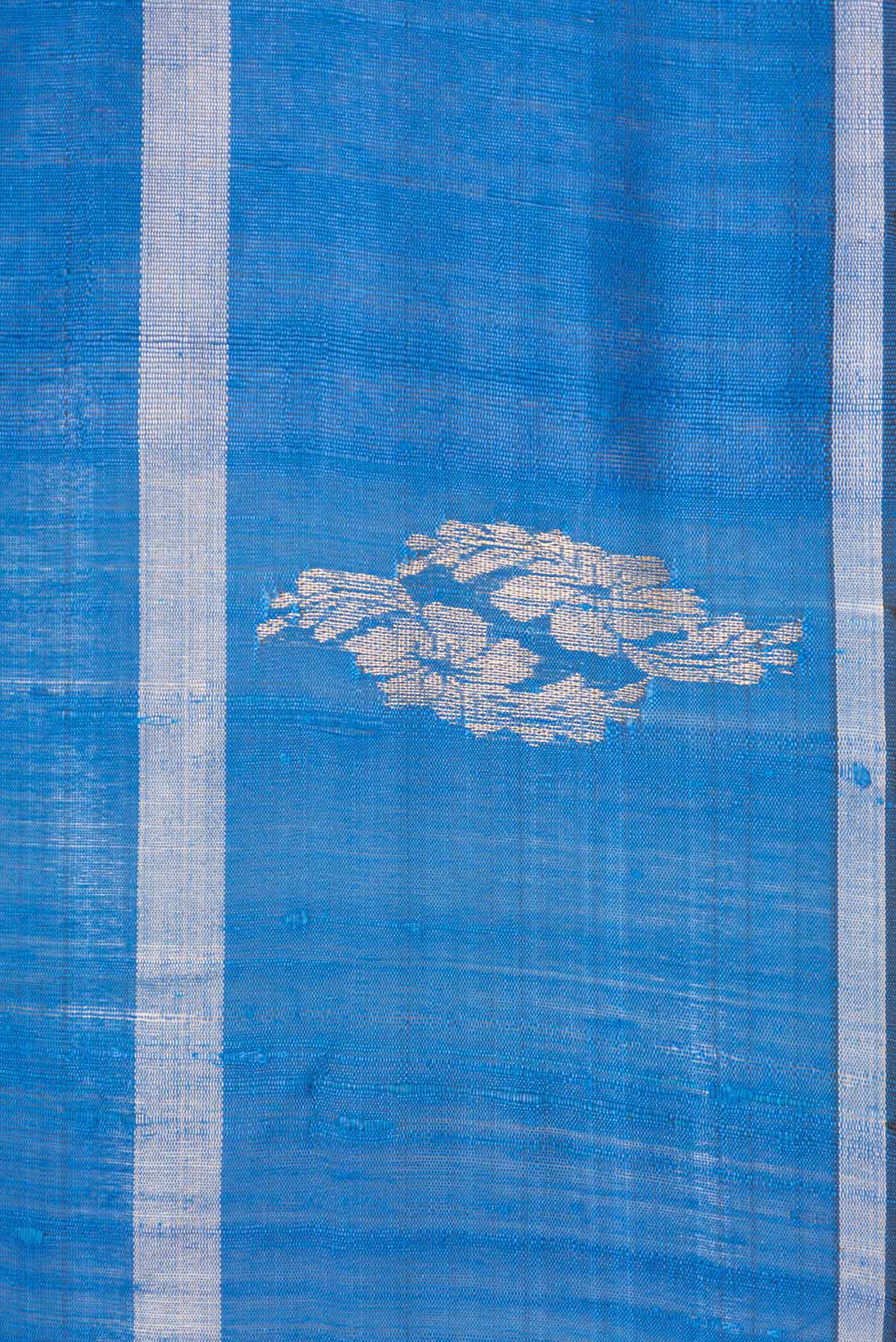 Border image of Peacock Blue Dual Tone Tussar Saree with Zari Butta on the body and Fancy Border