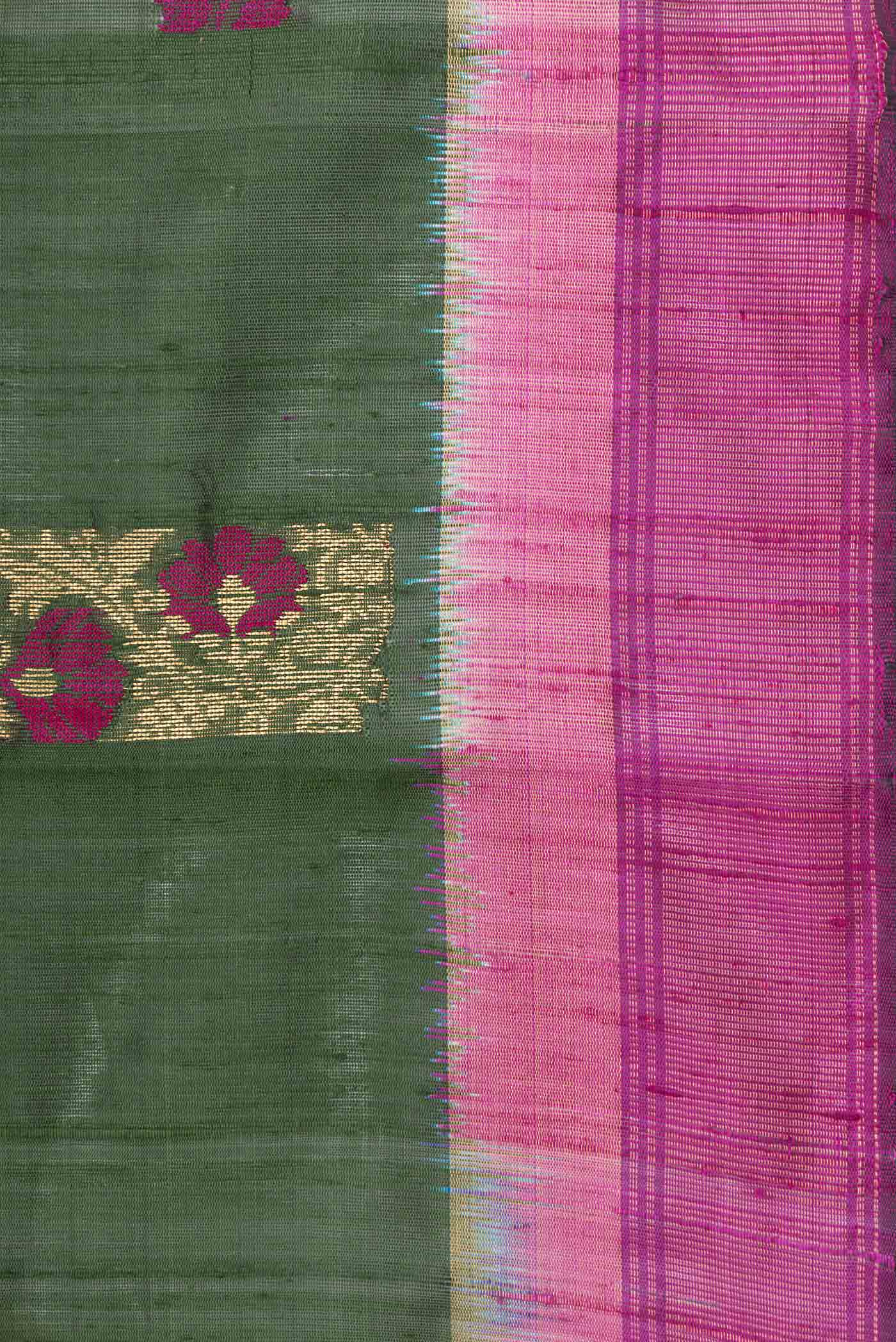 Border image of Green Dual Tone Tussar Silk Saree with Thread Butta on the body and Fancy Border
