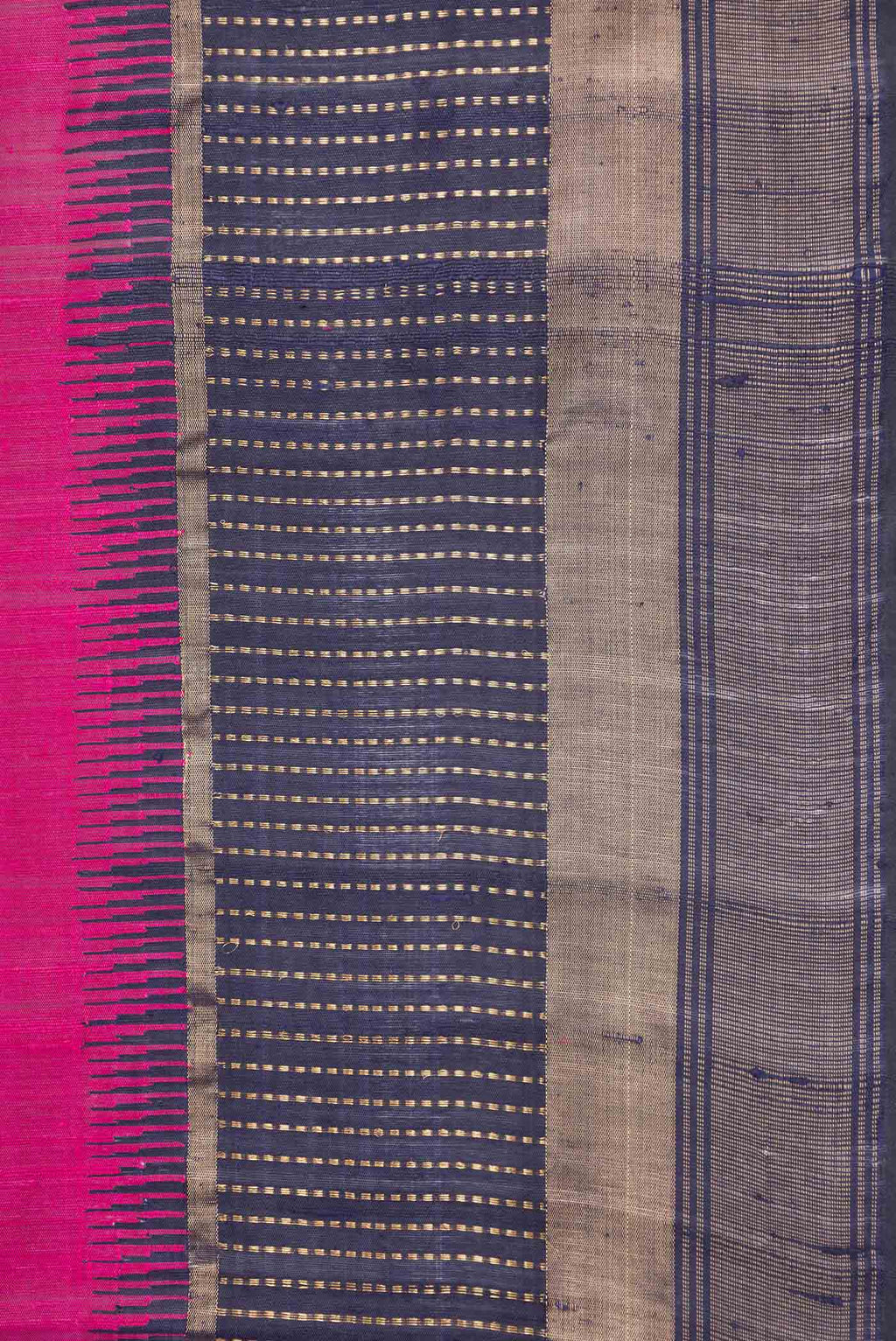 Border image of Magenta Dual Tone Tussar Saree with Plain Body and Zari Border