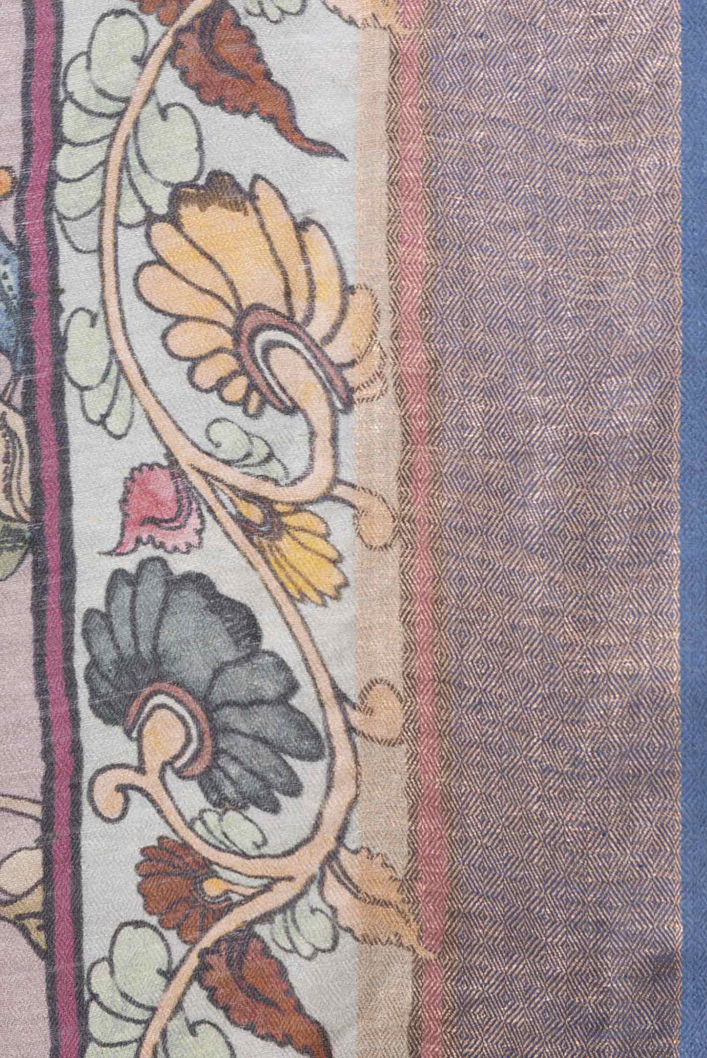 Border image of Purple Dual Tone Tussar Saree with kalamkari Print on the body and Fancy Border. 