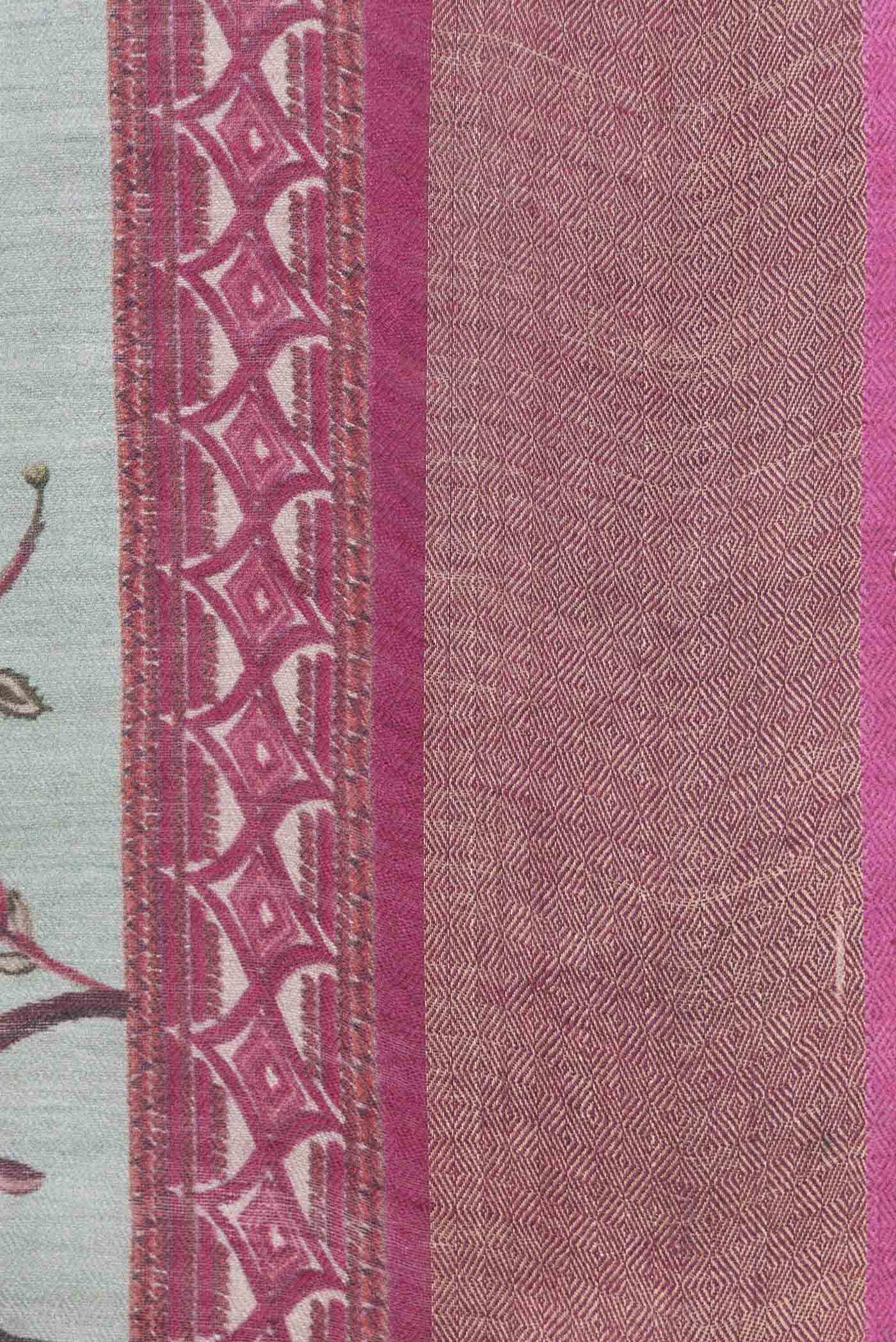 Border image of Grey Dual Tone Tussar Saree with kalamkari Print on the body and Fancy Border. 