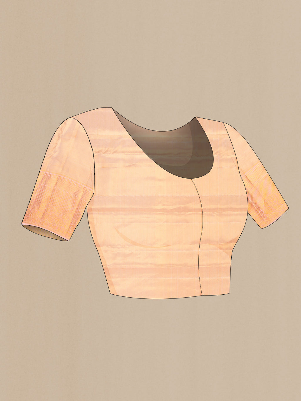 Close up image of the blouse of Gold Dual Tone Kanchipuram Tissue Silk Saree with Zari Brocade on the body and Zari Border. 