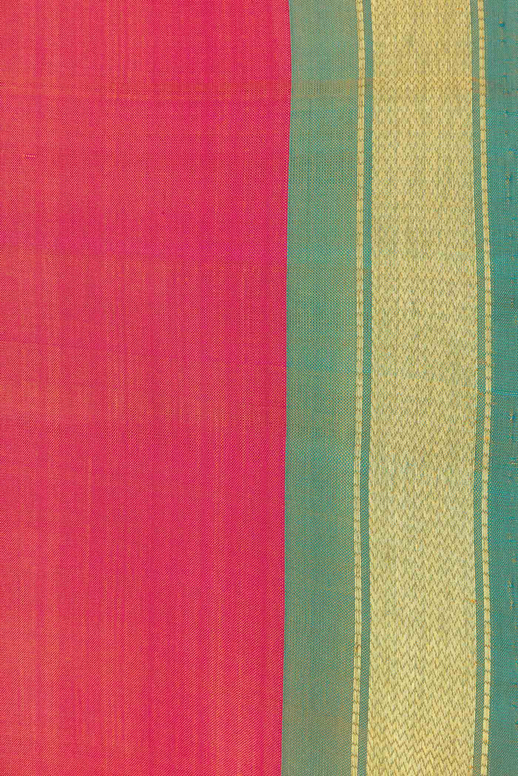Border image of Pink Dual Tone Kanchipuram Saree with Plain Body and Zari Border. 