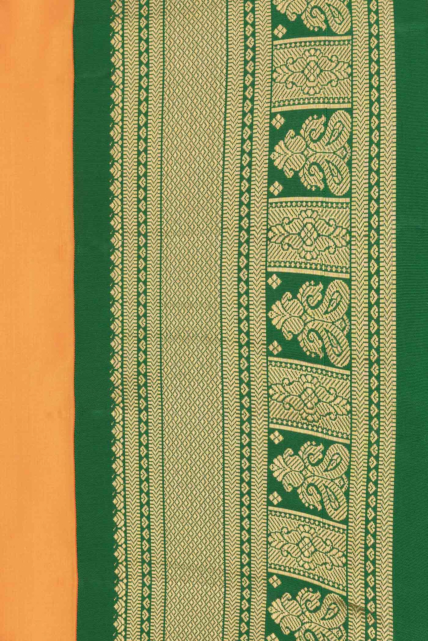 Border image of Yellow Dual Tone Kanchipuram Saree with Plain Body and Zari Border. 