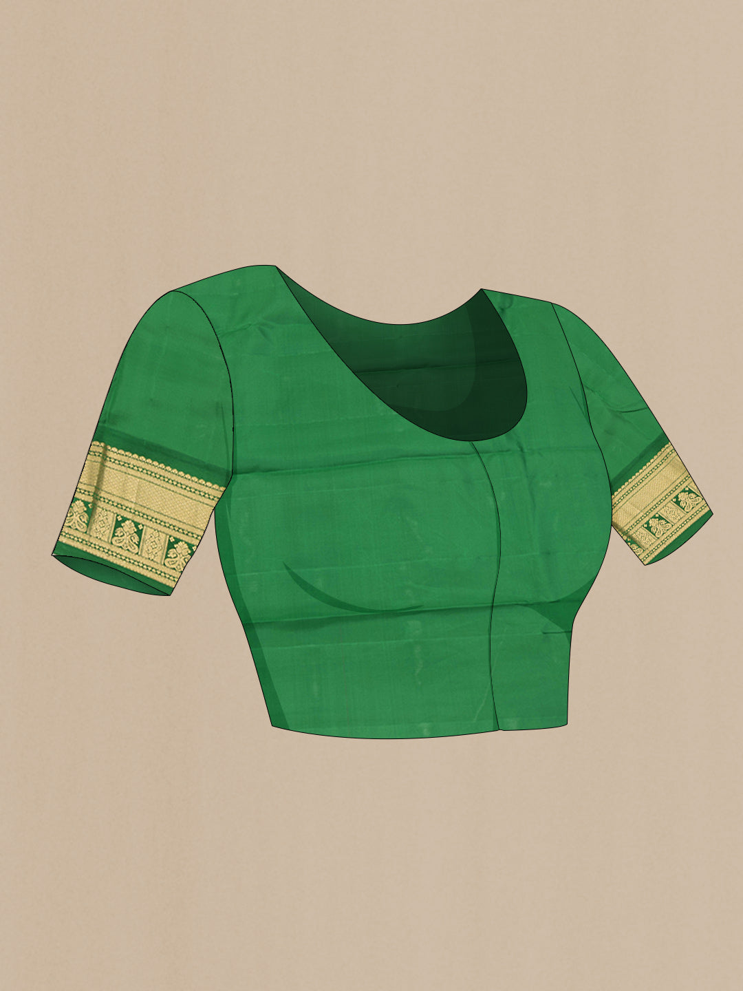 Close up image of the blouse of Pink Dual Tone Kanchipuram Saree with Plain Body and Zari Border. 