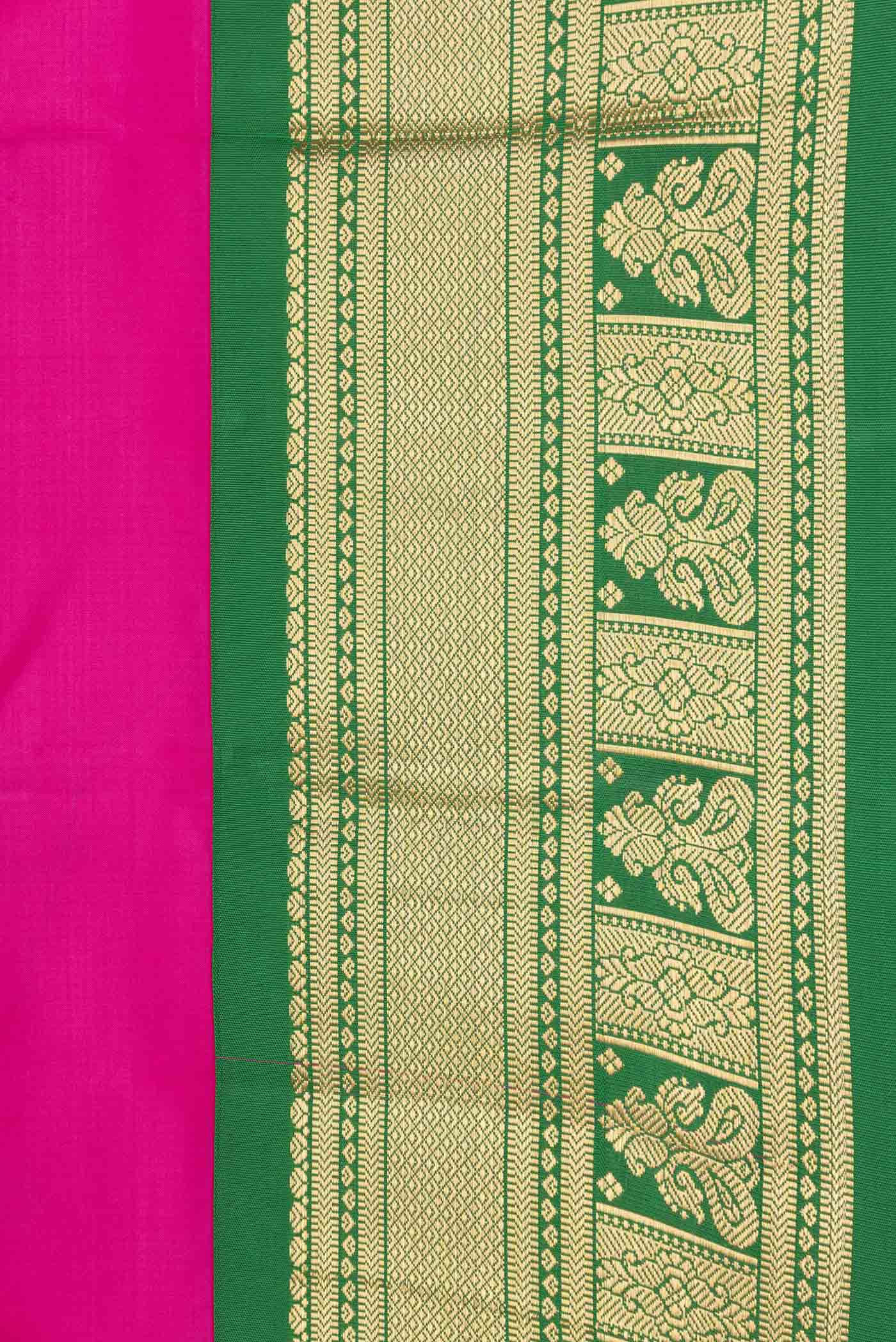 Border image of Pink Dual Tone Kanchipuram Saree with Plain Body and Zari Border. 