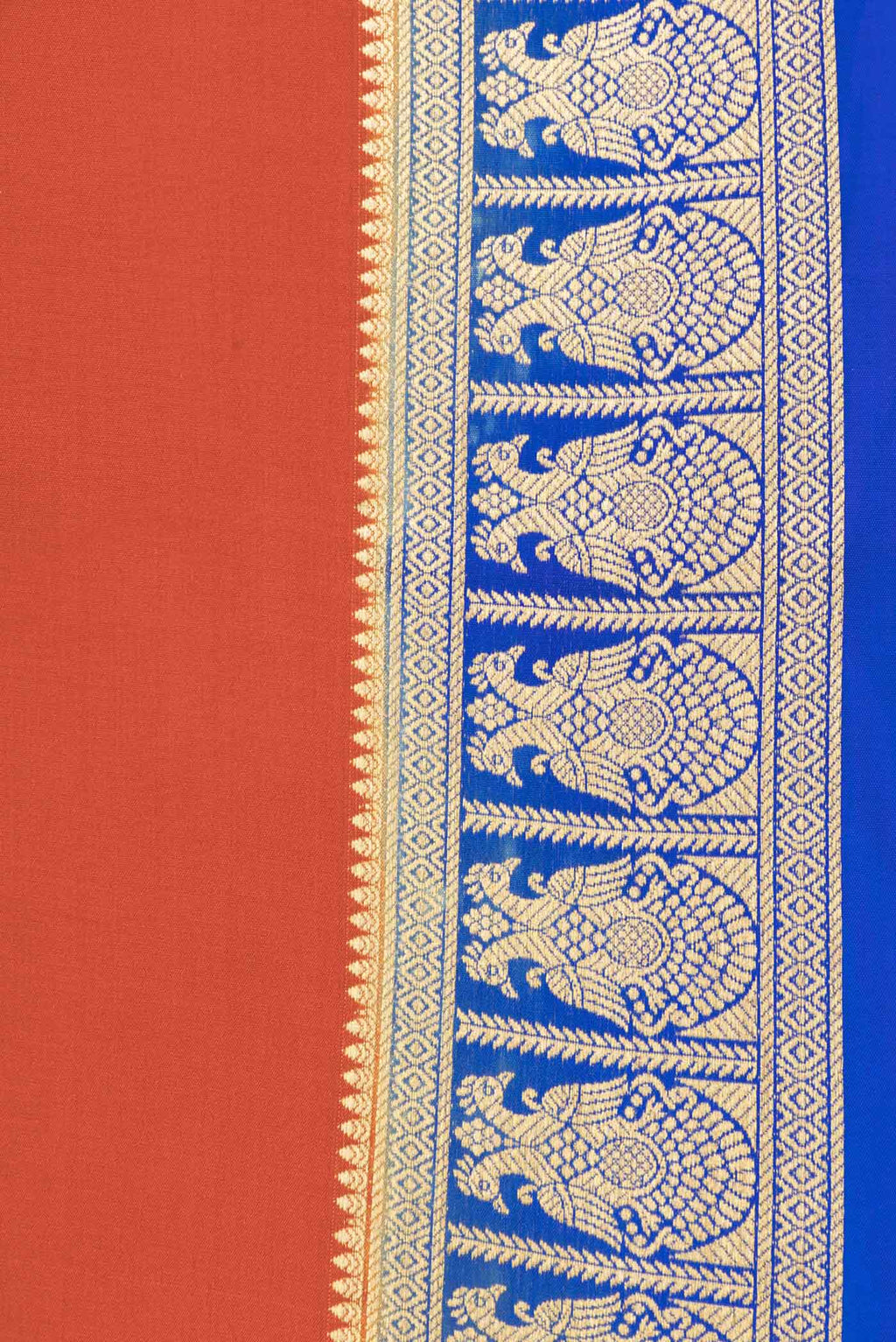 Border image of Orange Mysore Crepe Saree with Plain Body and Zari Border