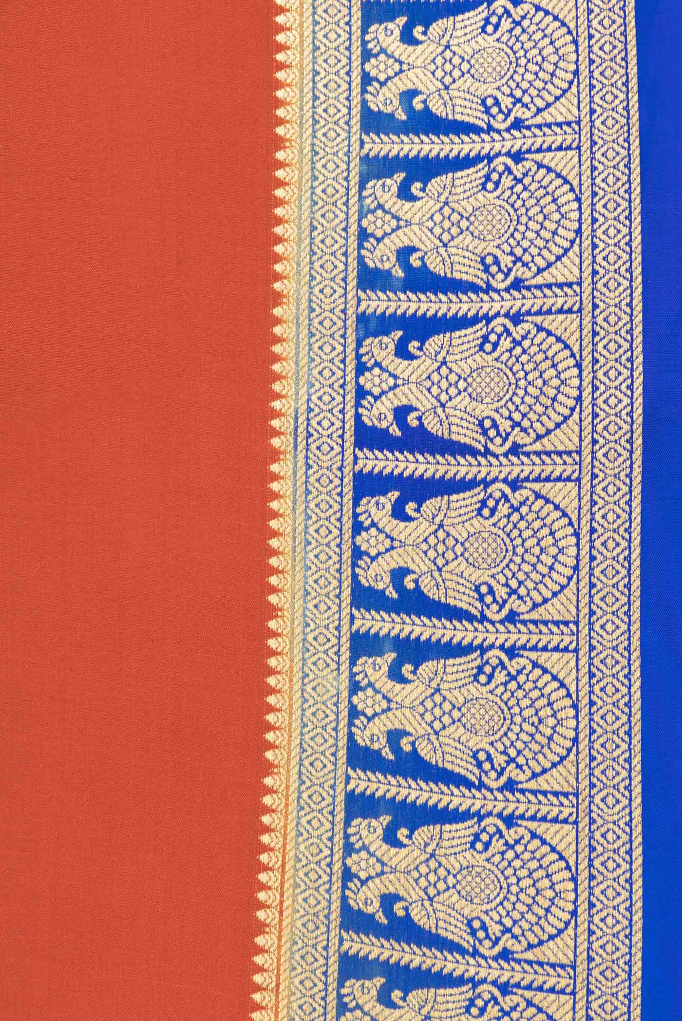 Border image of Orange Mysore Crepe Saree with Plain Body and Zari Border