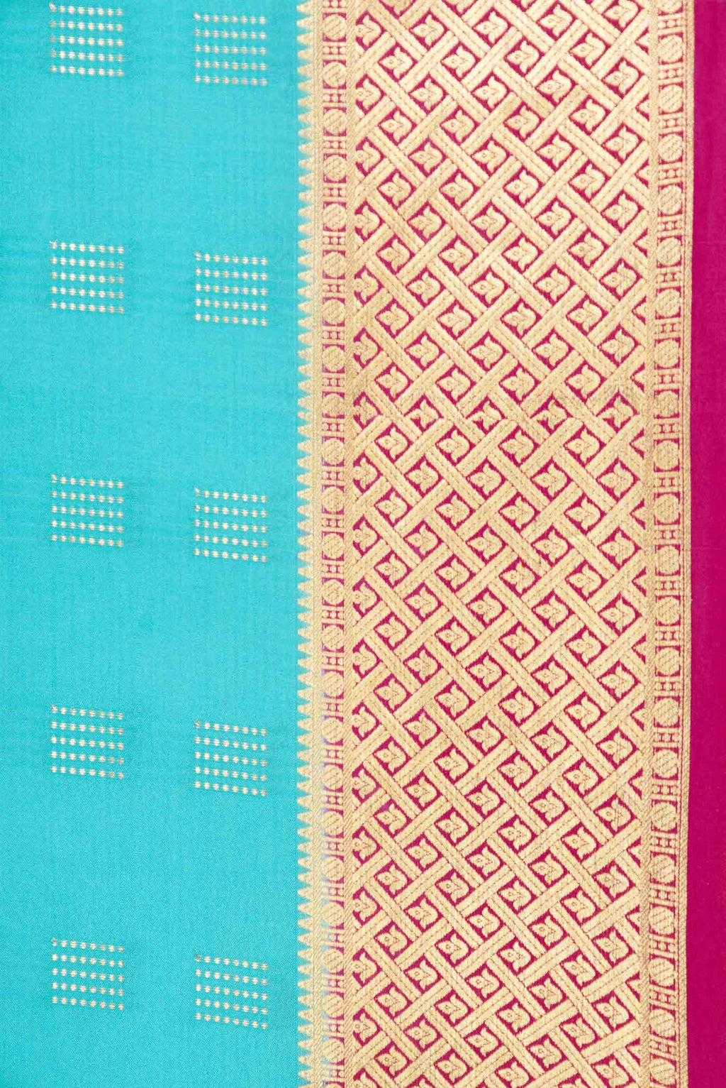 Border image of Sky Blue Dual Tone Mysore Crepe Saree with Zari Butta on the body and Zari Border