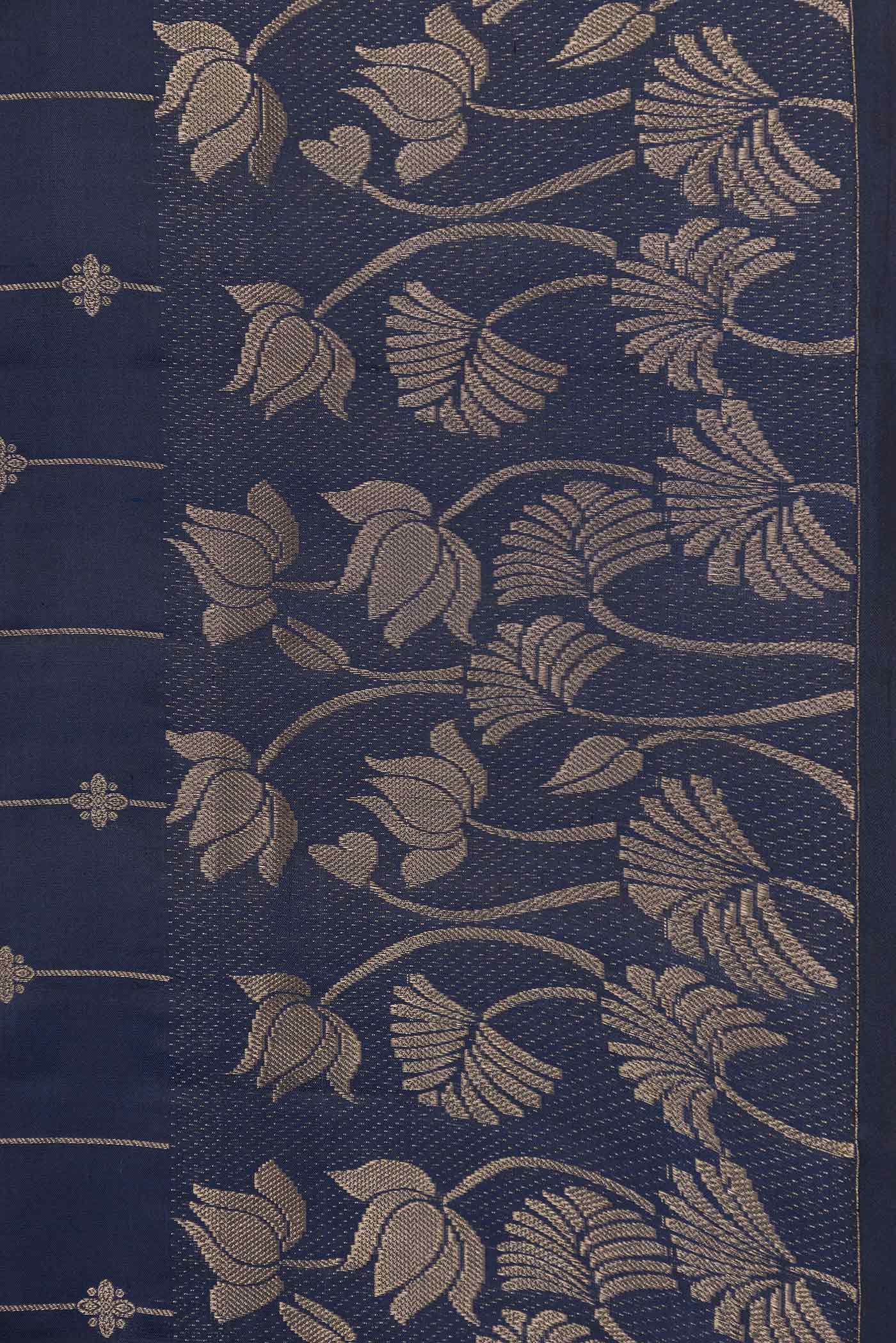 Border image of Navy Blue Dual Tone Kanchipuram Silk Saree with Zari Butta on the body and Fancy Border