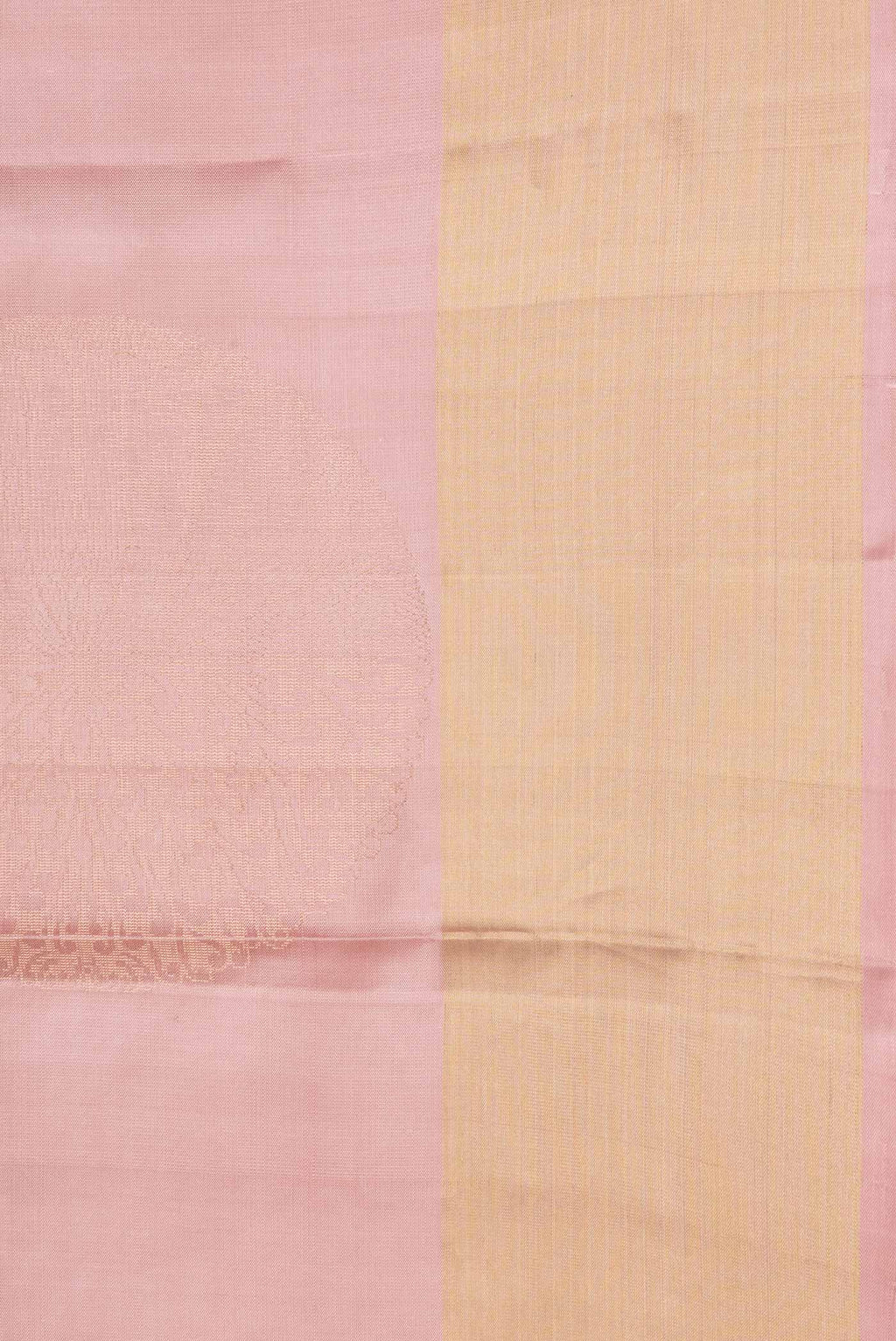 Border image of Rose Gold Dual Tone Soft Silk Saree with Zari Butta on the body and Zari Border. 