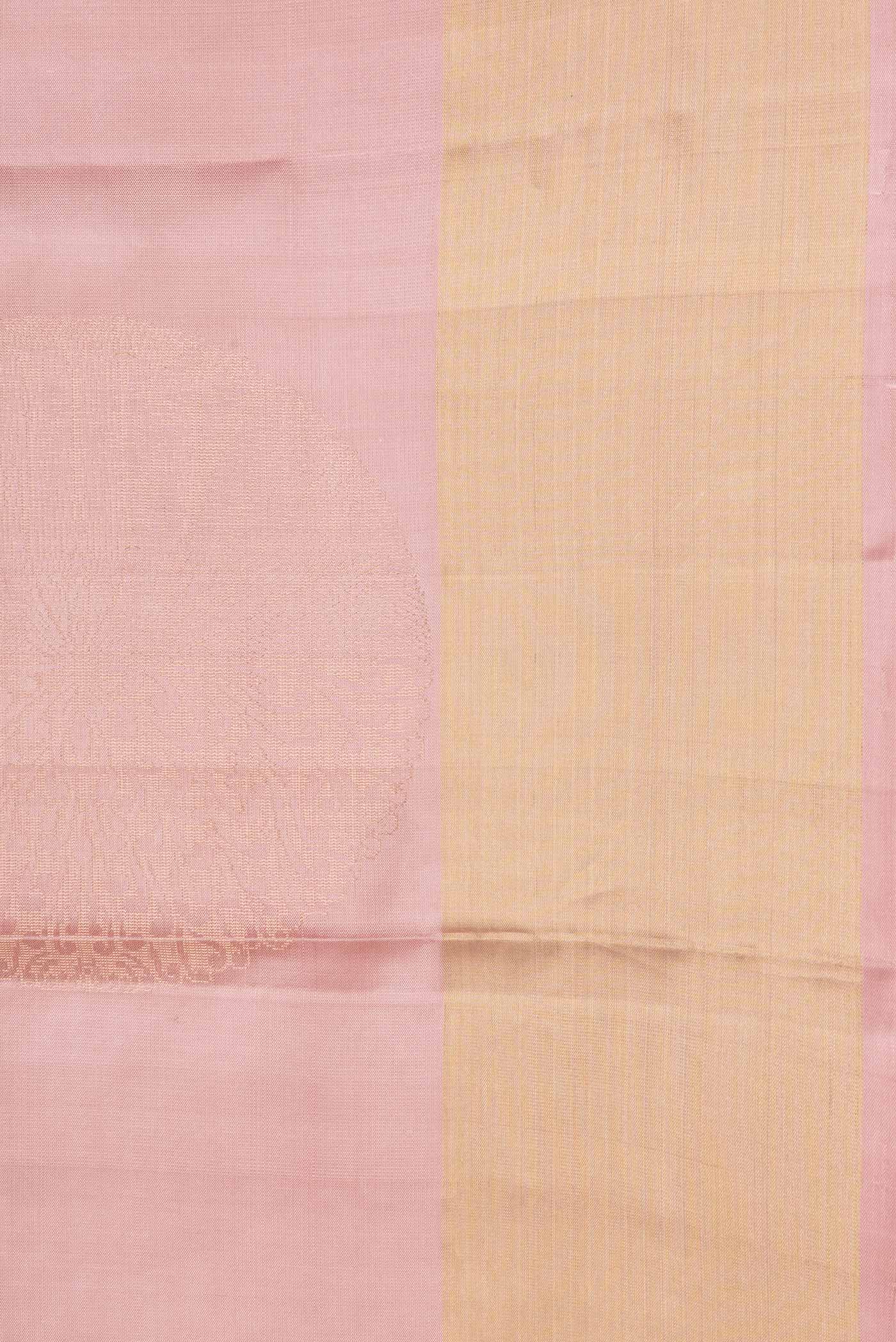 Border image of Rose Gold Dual Tone Soft Silk Saree with Zari Butta on the body and Zari Border. 