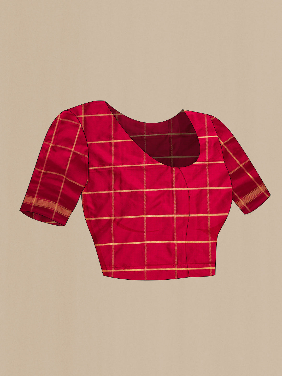 Close up image of the blouse of Off White Dual Tone Double Ikat Saree with Ikat Print on the body and Ikat Border. 