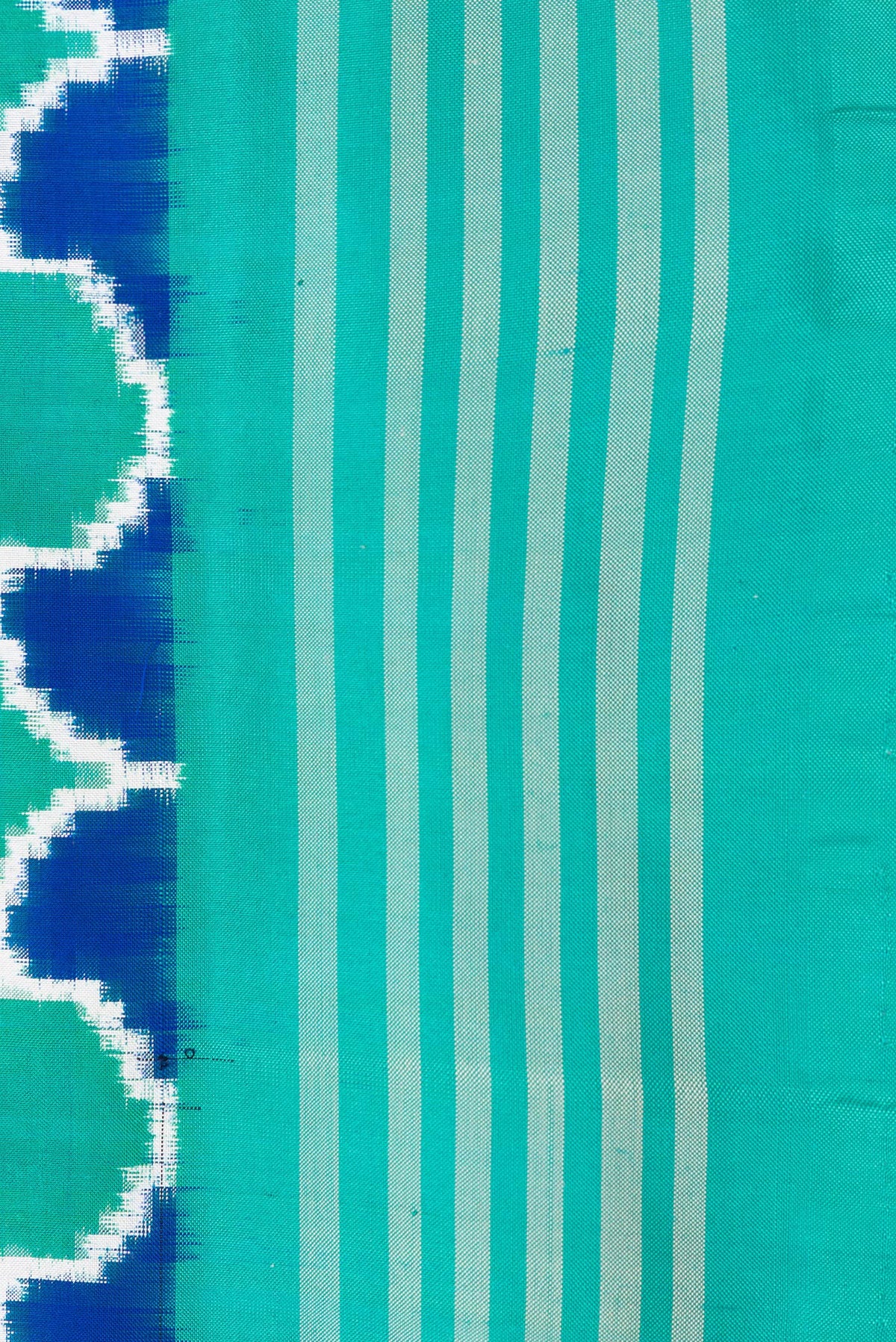 Border image of Sea Green Dual Tone Double Ikat Saree with Ikat Print on the body and Plain Border. 