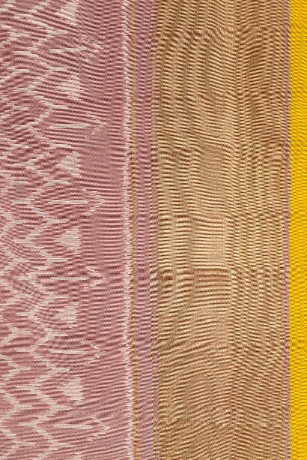 Border image of Brown Dual Tone Double Ikat Saree with Ikat Print on the body and Zari Border. 