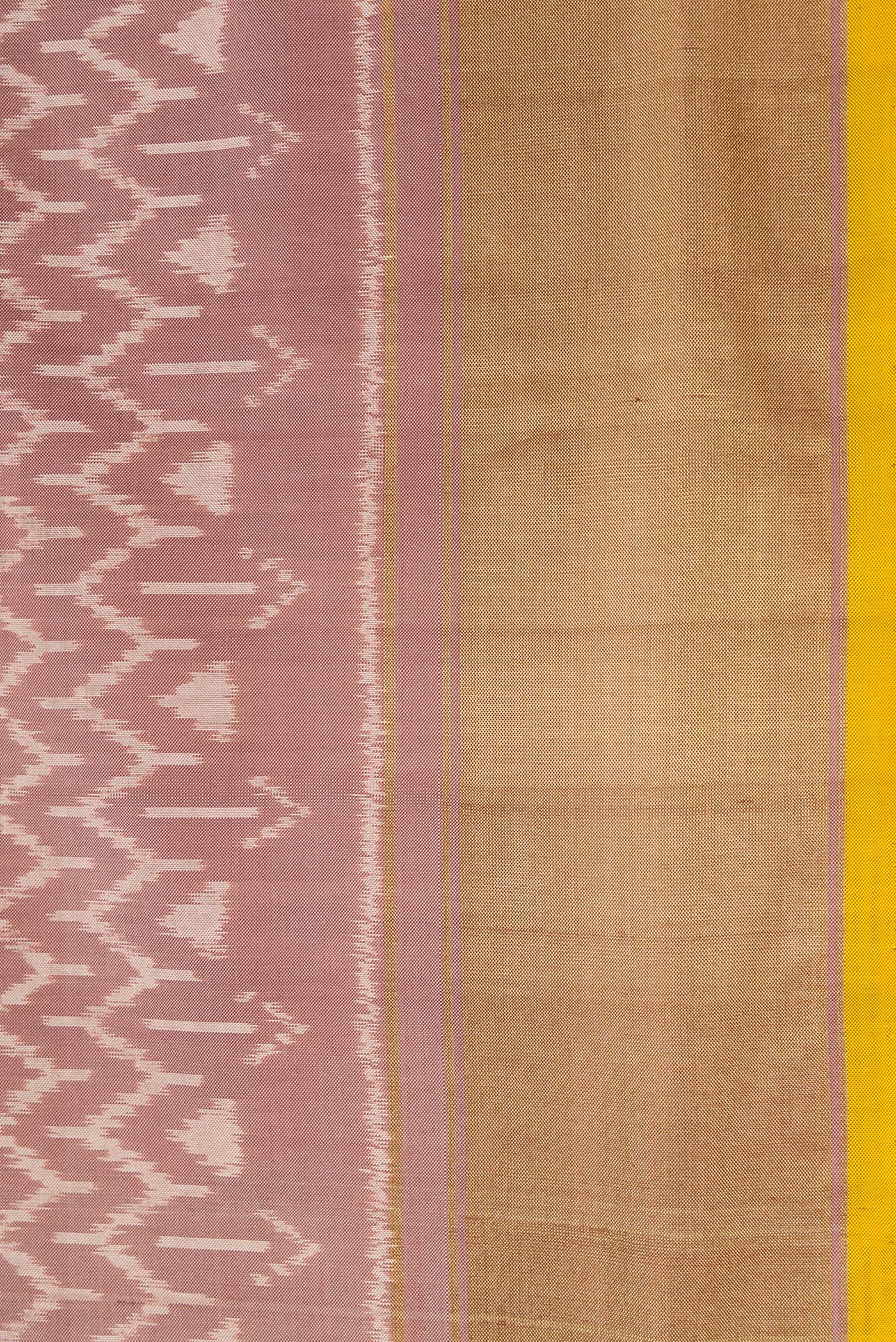 Border image of Brown Dual Tone Double Ikat Saree with Ikat Print on the body and Zari Border. 