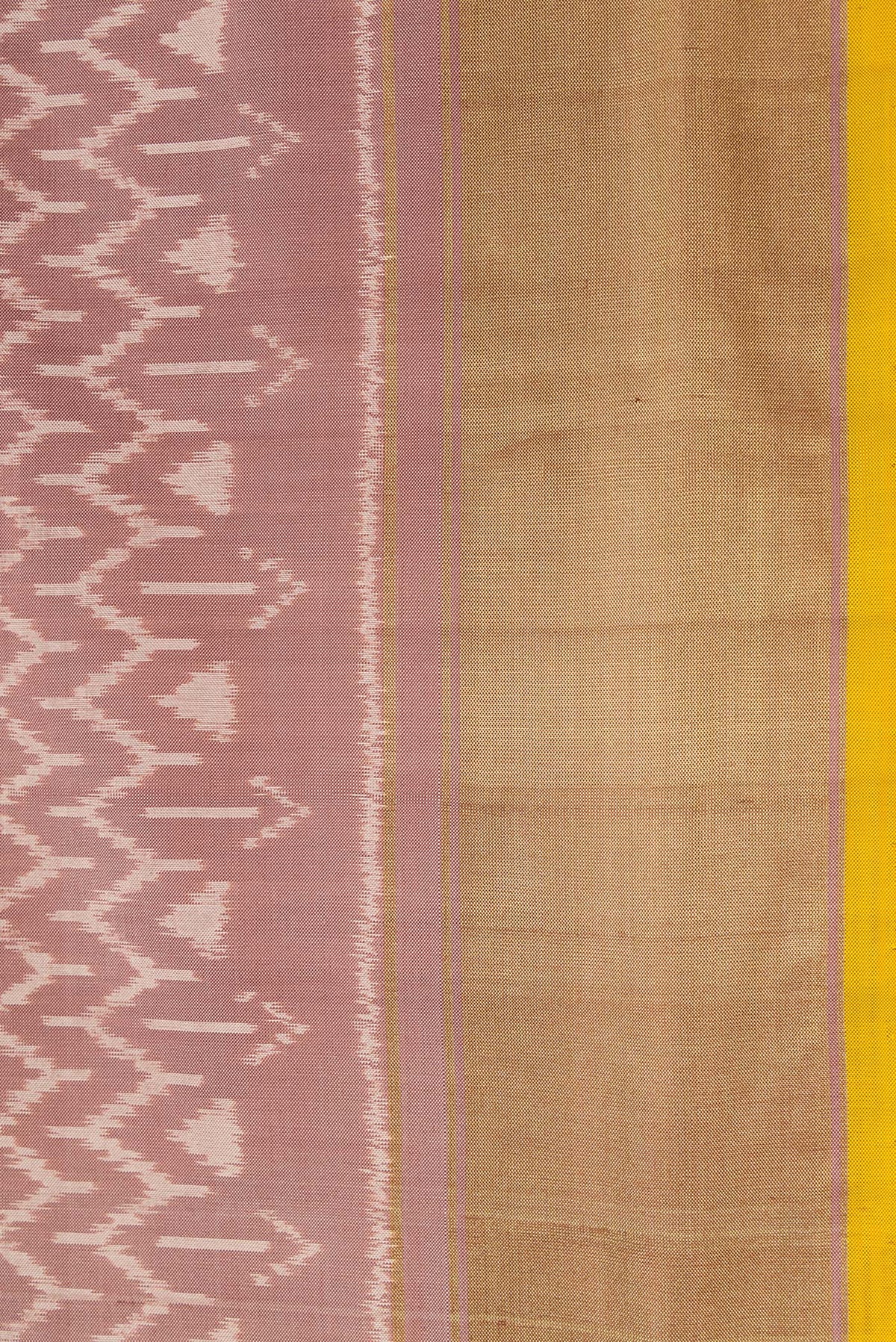 Border image of Brown Dual Tone Double Ikat Saree with Ikat Print on the body and Zari Border. 
