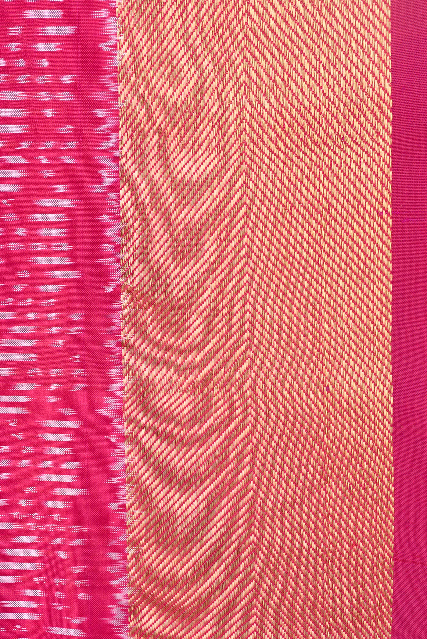Border image of Pink Dual Tone Double Ikat Saree with Ikat Print on the body and Zari Border. 