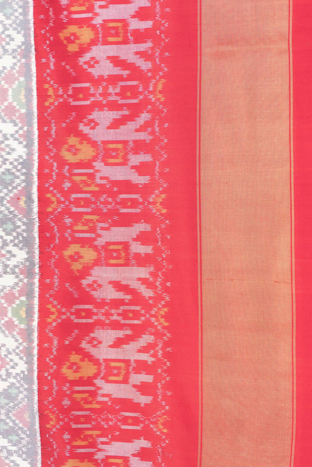 Border image of Grey Dual Tone Double Ikat Saree with Ikat Print on the body and Ikat Border. 