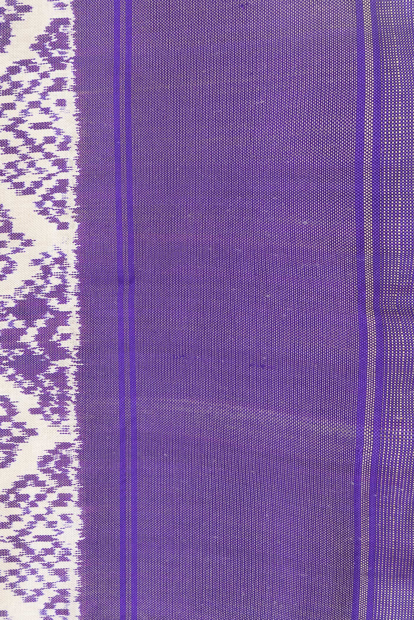 Border image of Off White Dual Tone Double Ikat Saree with Ikat Print on the body and Ikat Border. 