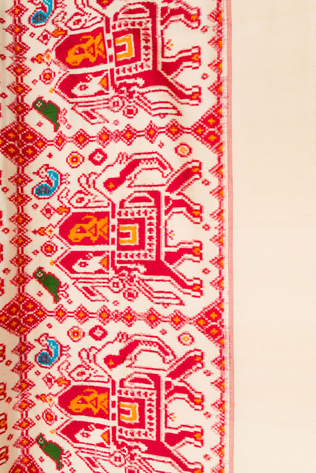 Border image of Sandal Dual Tone Double Ikat Saree with Ikat Print on the body and Plain Border. 