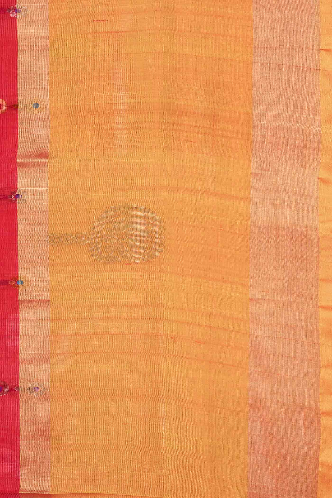 Border image of Red Dual Tone Uppada Silk Saree with Zari And Thread Butta on the body and Zari Border. 