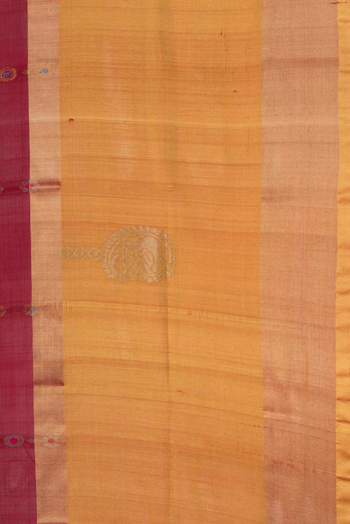 Border image of Maroon Dual Tone Uppada Silk Saree with Stripes on the body and Fancy Border. 