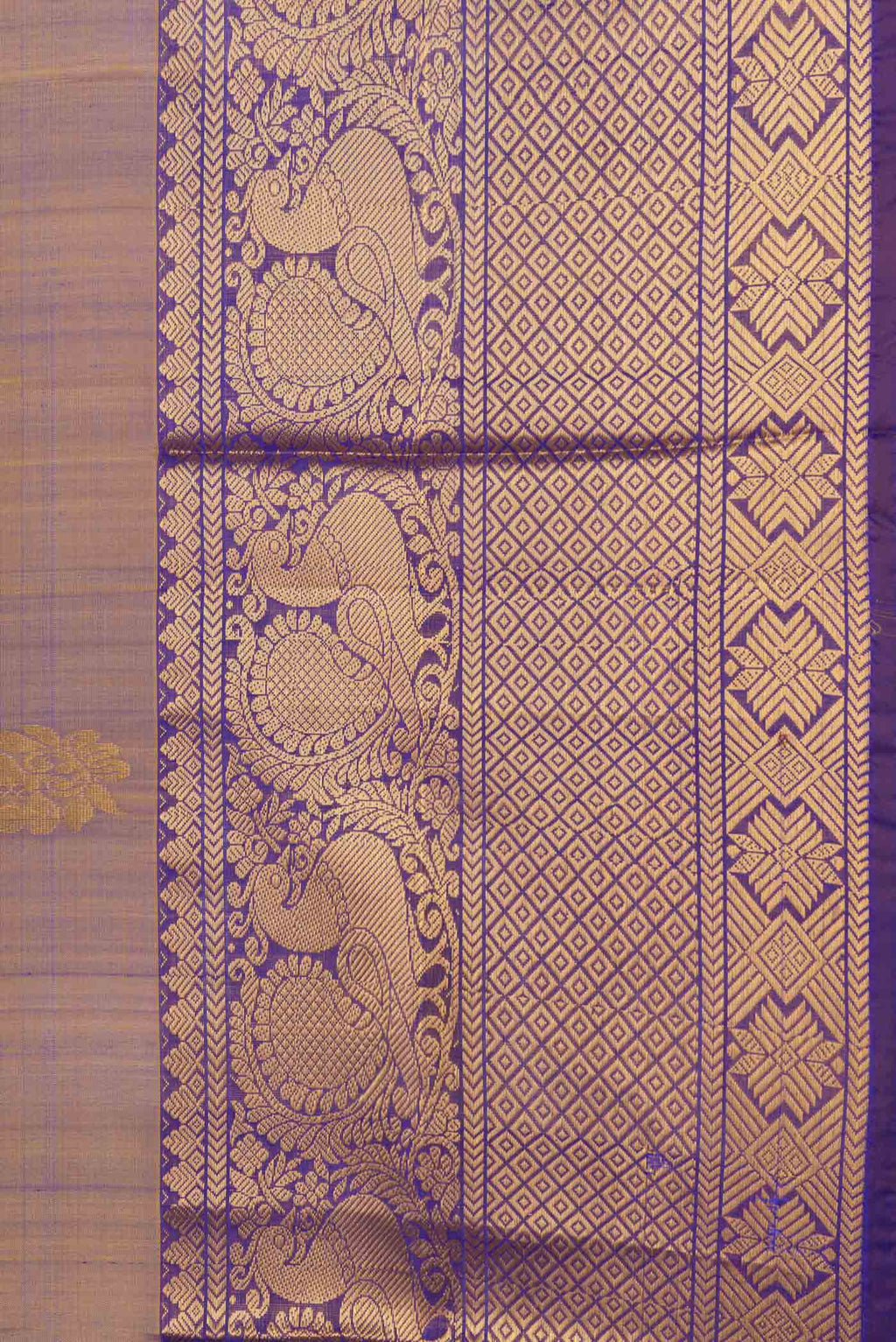 Border image of Brown Dual Tone Uppada Silk Saree with Zari Butta on the body and Zari Border. 