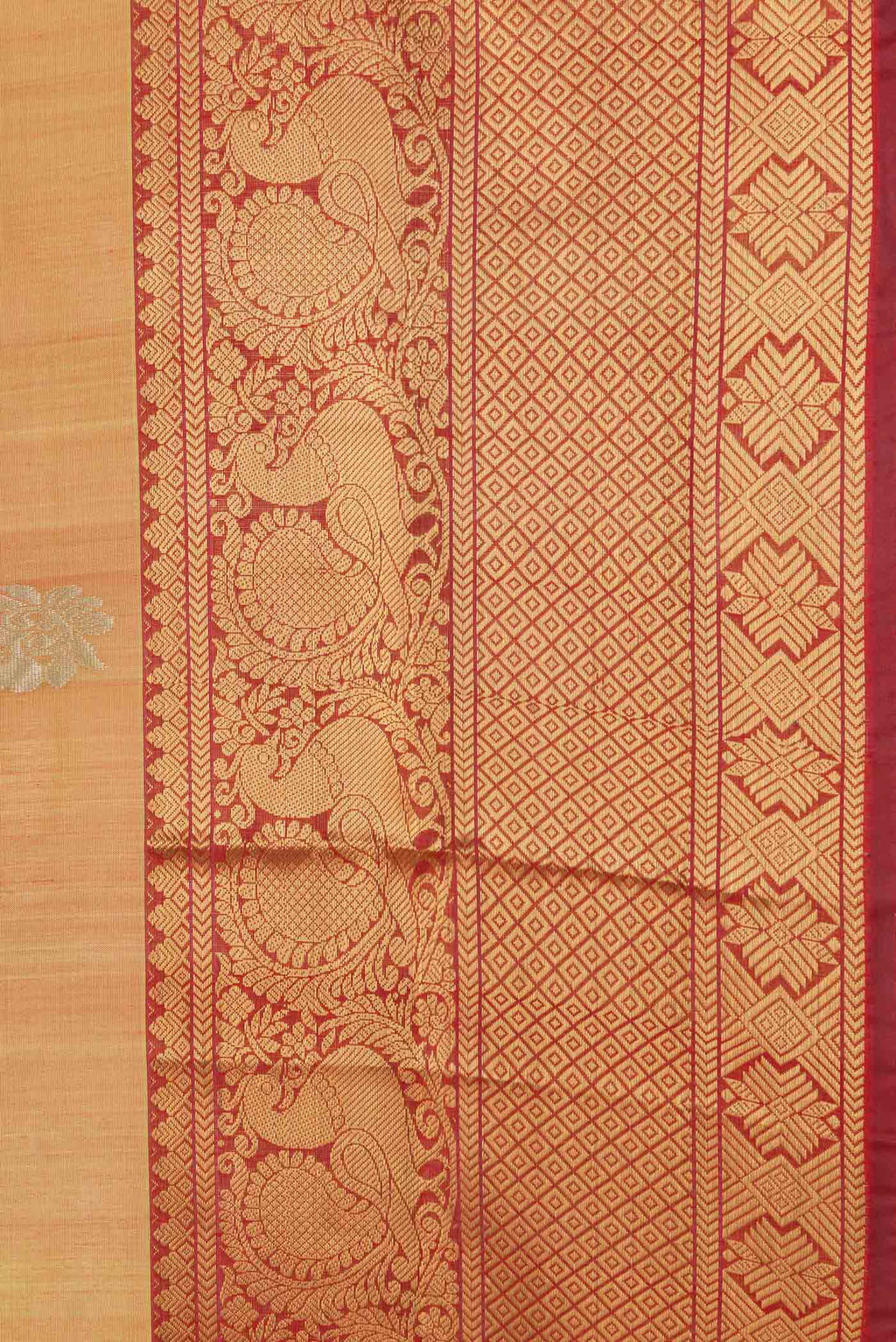 Border image of Mustard Dual Tone Uppada Silk Saree with Zari Butta on the body and Zari Border. 