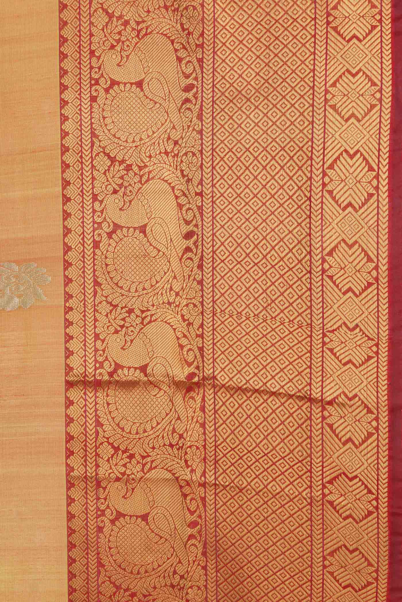 Border image of Mustard Dual Tone Uppada Silk Saree with Zari Butta on the body and Zari Border. 