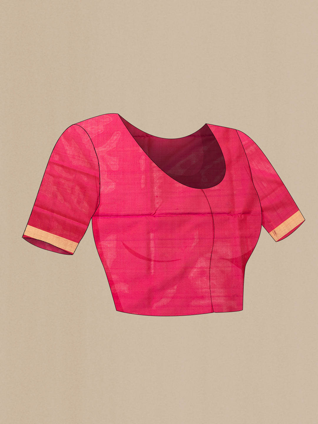 Close up image of the blouse of Bottle Green Dual Tone Uppada Silk Saree with Zari Butta on the body and Zari Border. 