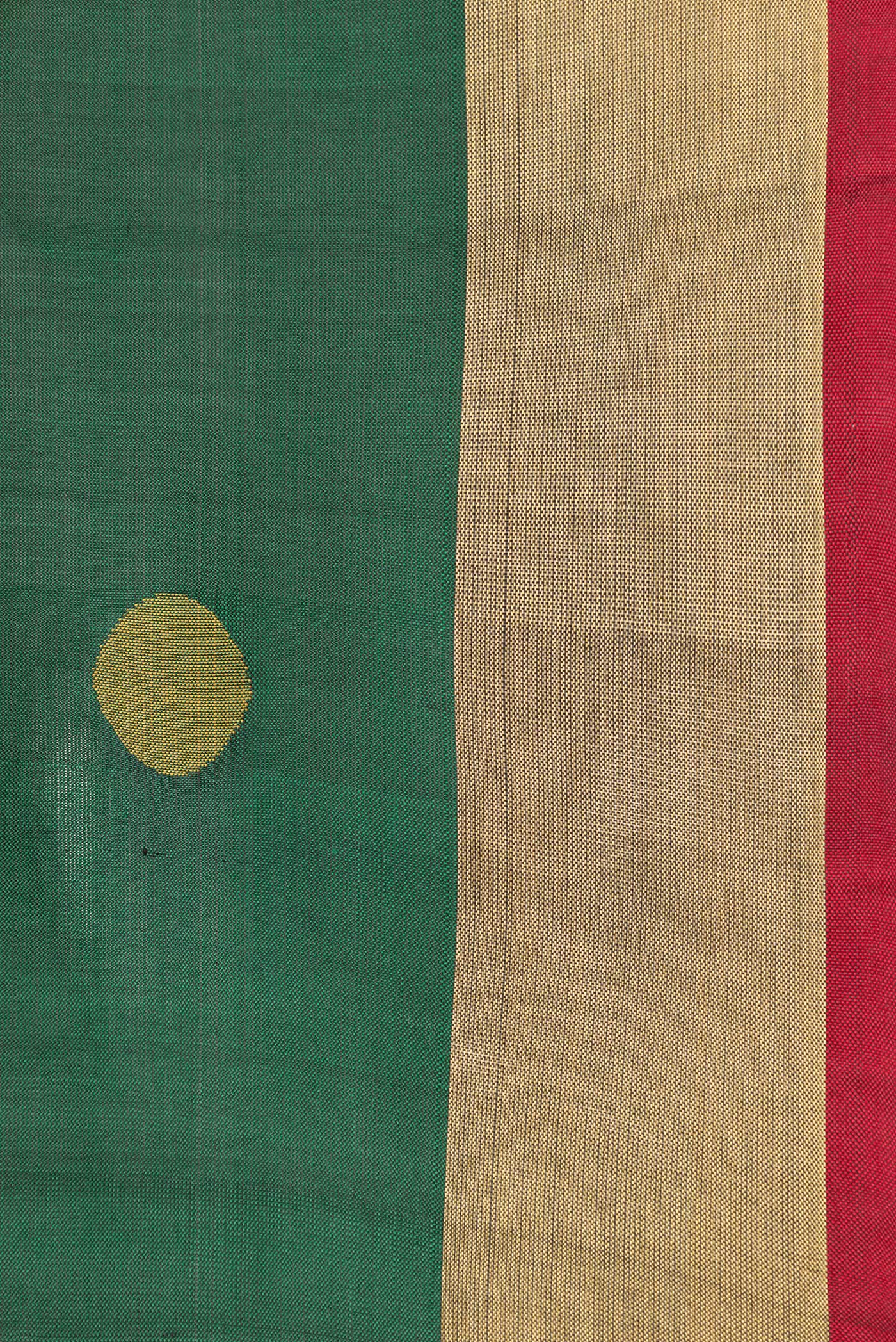 Border image of Bottle Green Dual Tone Uppada Silk Saree with Zari Butta on the body and Zari Border. 