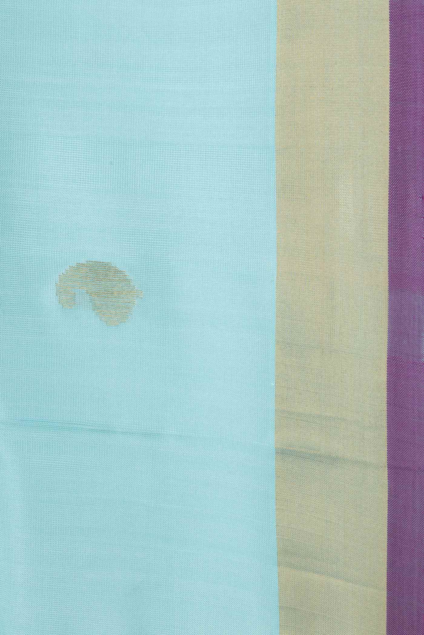 Border image of Sky Blue Dual Tone Uppada Silk Saree with Zari Butta on the body and Zari Border. 