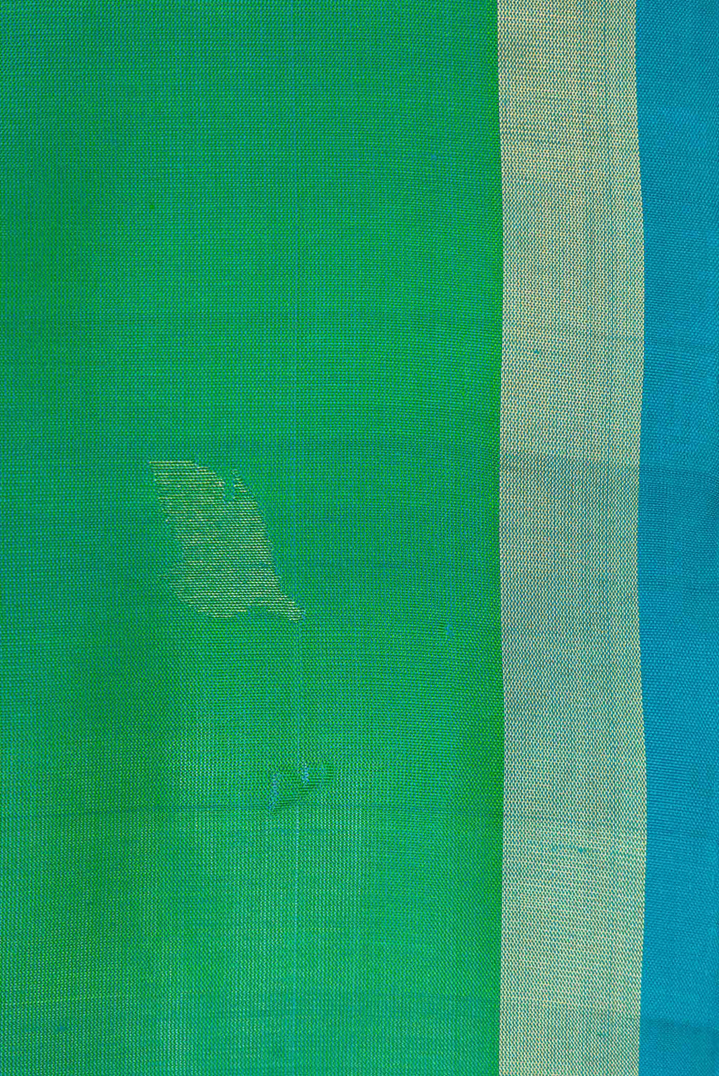 Border image of Green Dual Tone Uppada Silk Saree with Zari Butta on the body and Zari Border. 