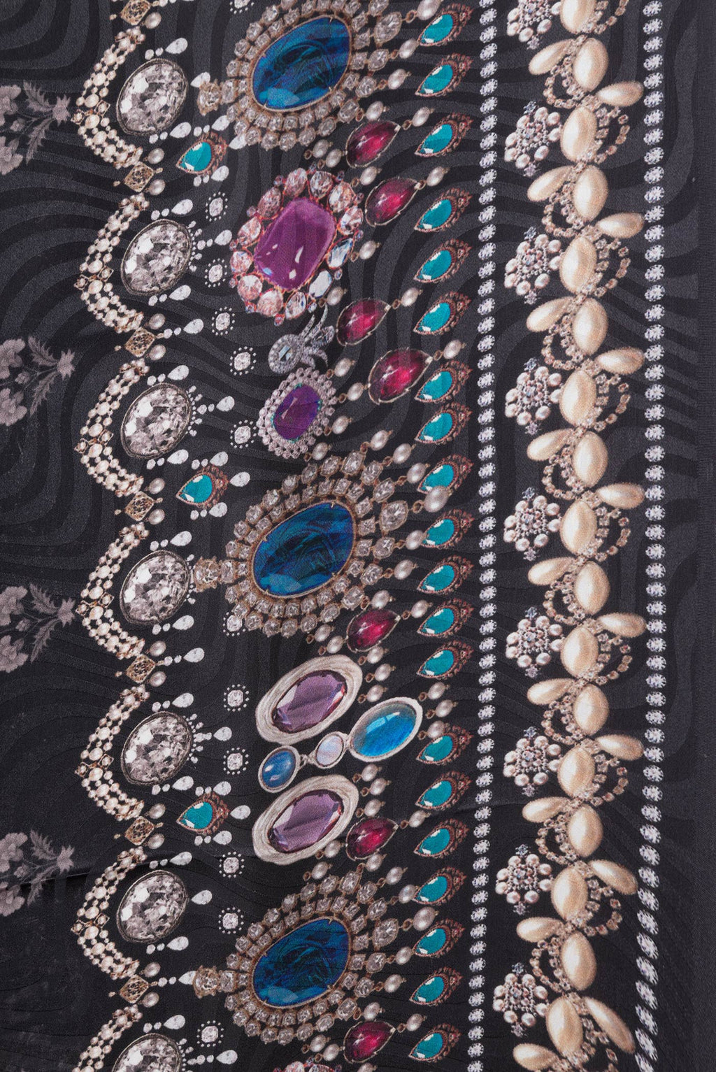 Border image of Black Dual Tone Mysore Crepe Saree with Printed design on the body and Printed Border. 