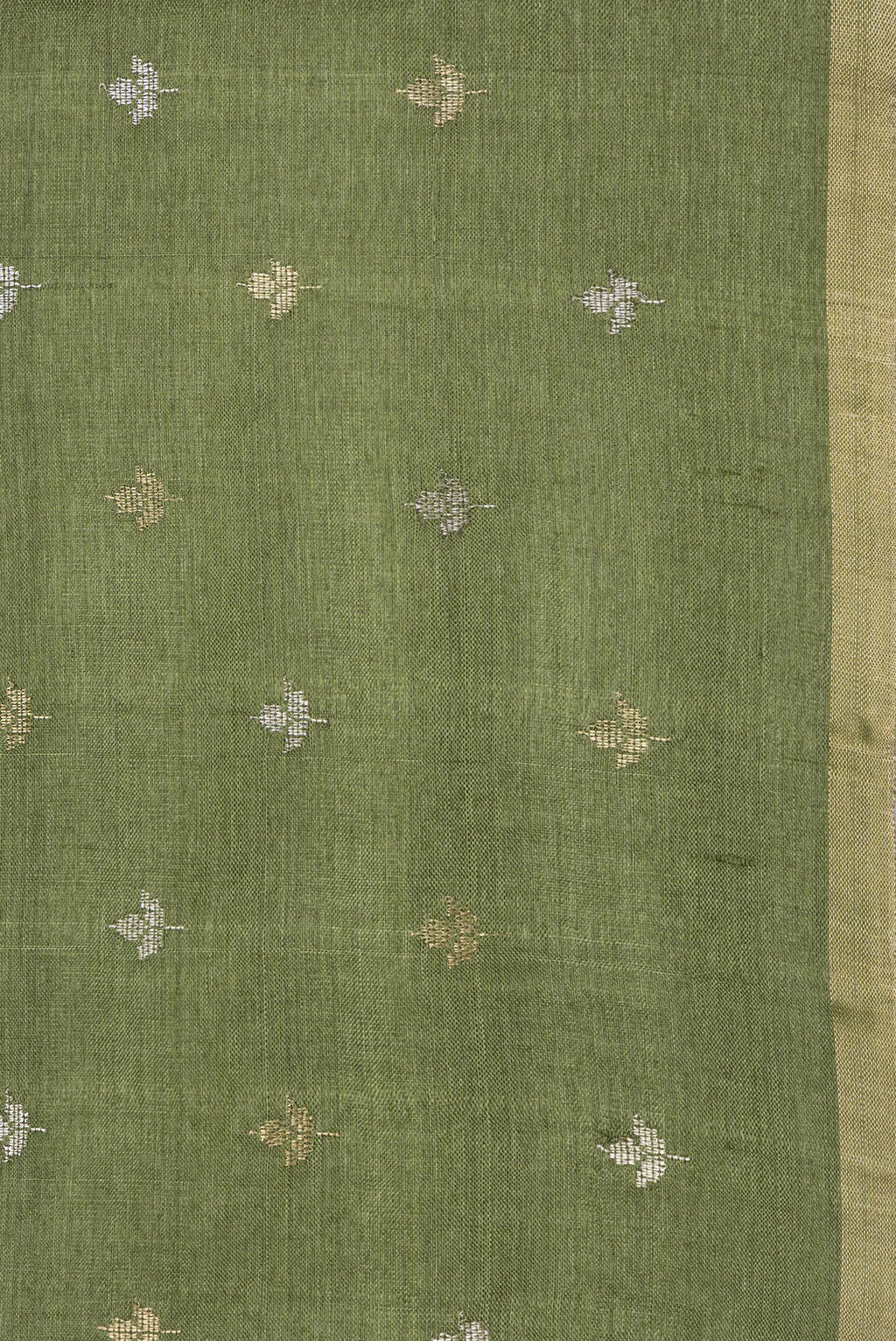 Border image of Mehandi Green Dual Tone Tussar Silk Saree with Zari Butta on the body and Zari Border. 